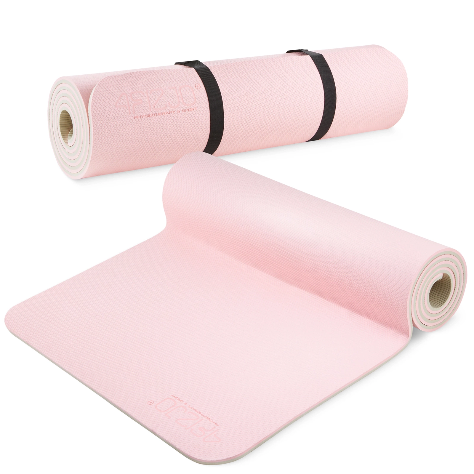 TPE Yoga Mat 4FIZJO 180×60 cm 6 mm, pink-grey
