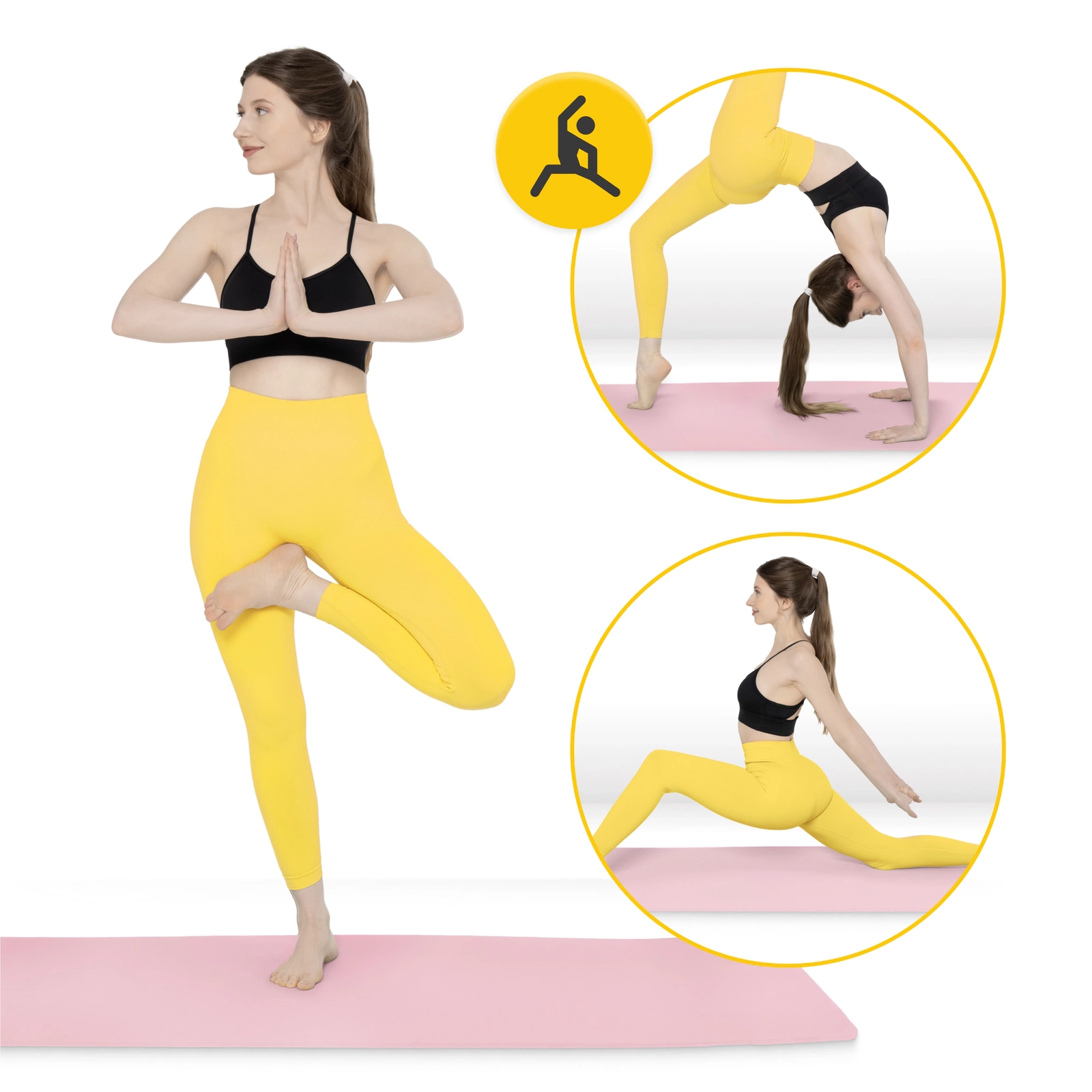 4Fizjo TPE Yoga and Exercise Mat 180x60x0.6 cm, Pink/Grey