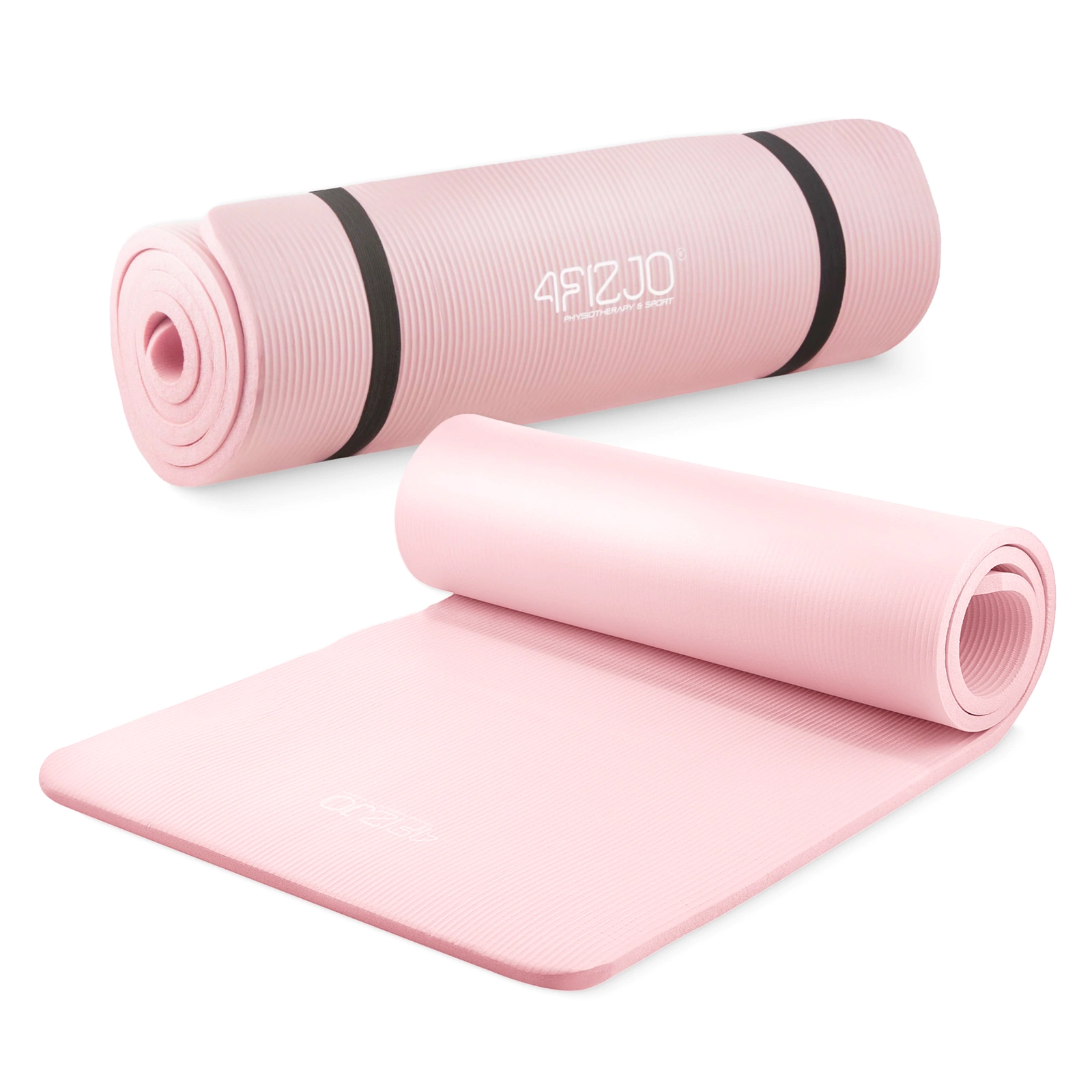 NBR Yoga & Fitness Mat 180×60×1.5 cm with Carry Straps, light pink