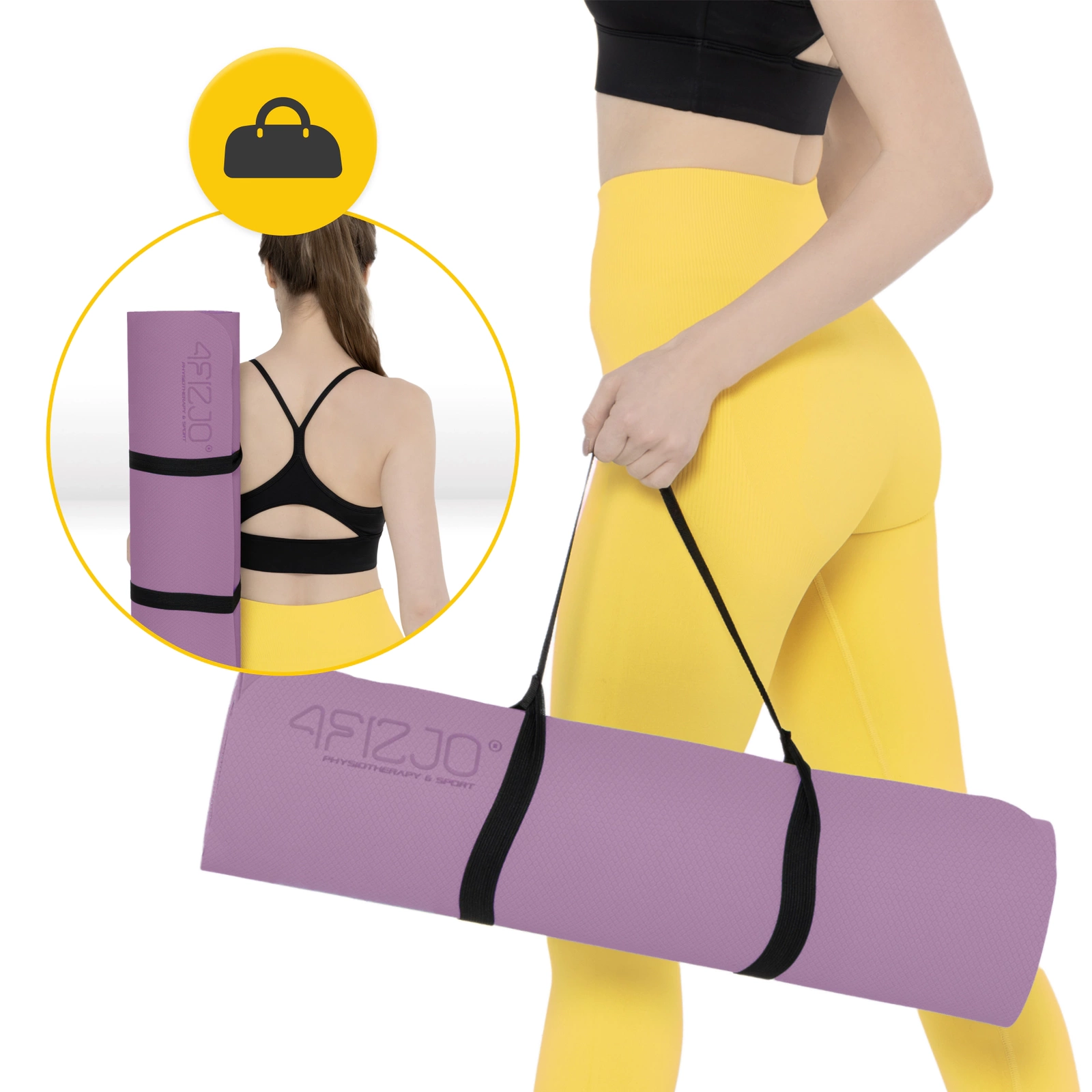 4Fizjo 996 Non-Slip Yoga and Exercise Mat TPE 1 cm, Purple