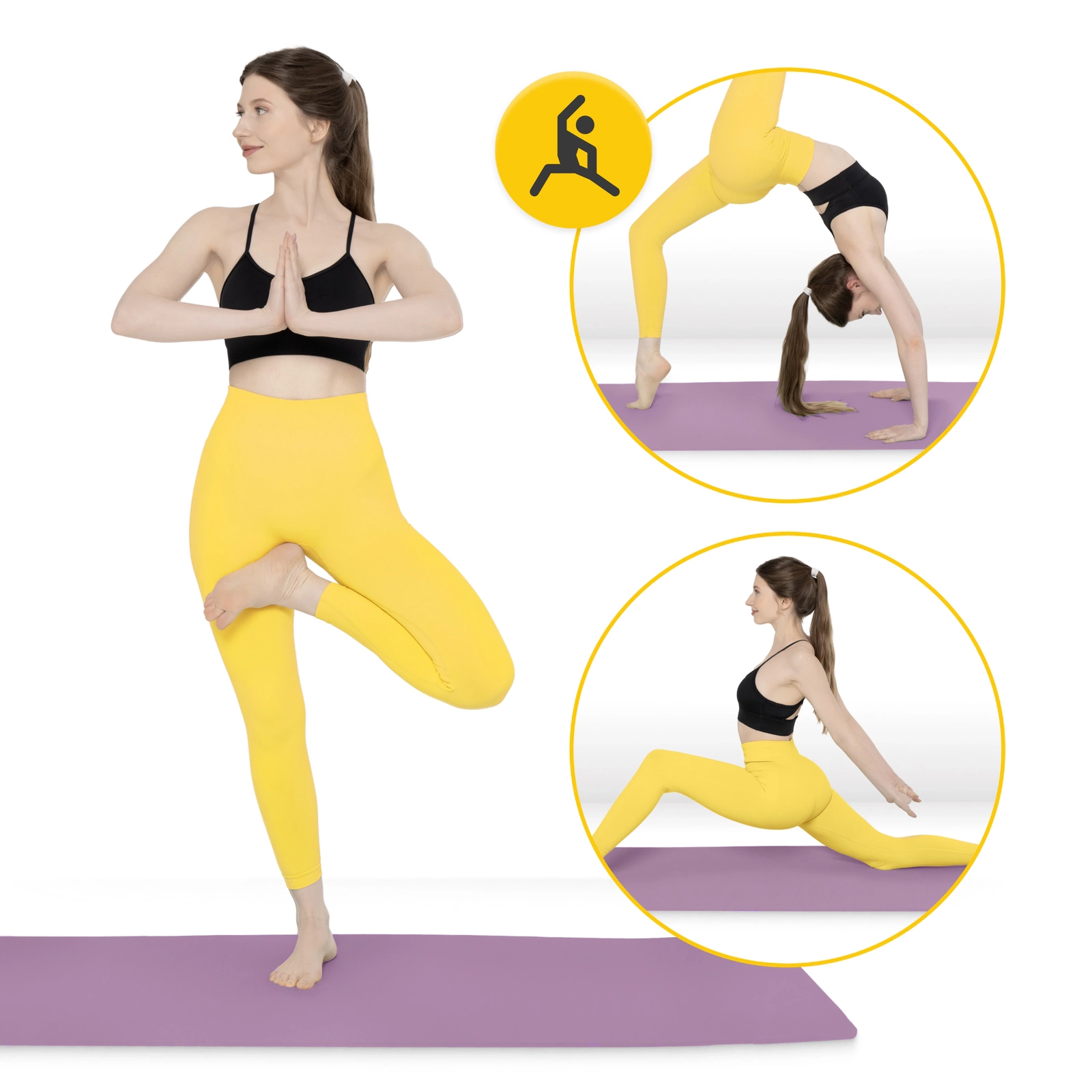 4Fizjo 996 Non-Slip Yoga and Exercise Mat TPE 1 cm, Purple