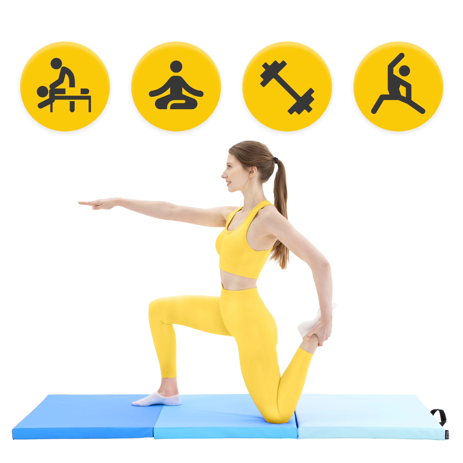 4Fizjo 1132 Folding Gymnastics Mat, Blue