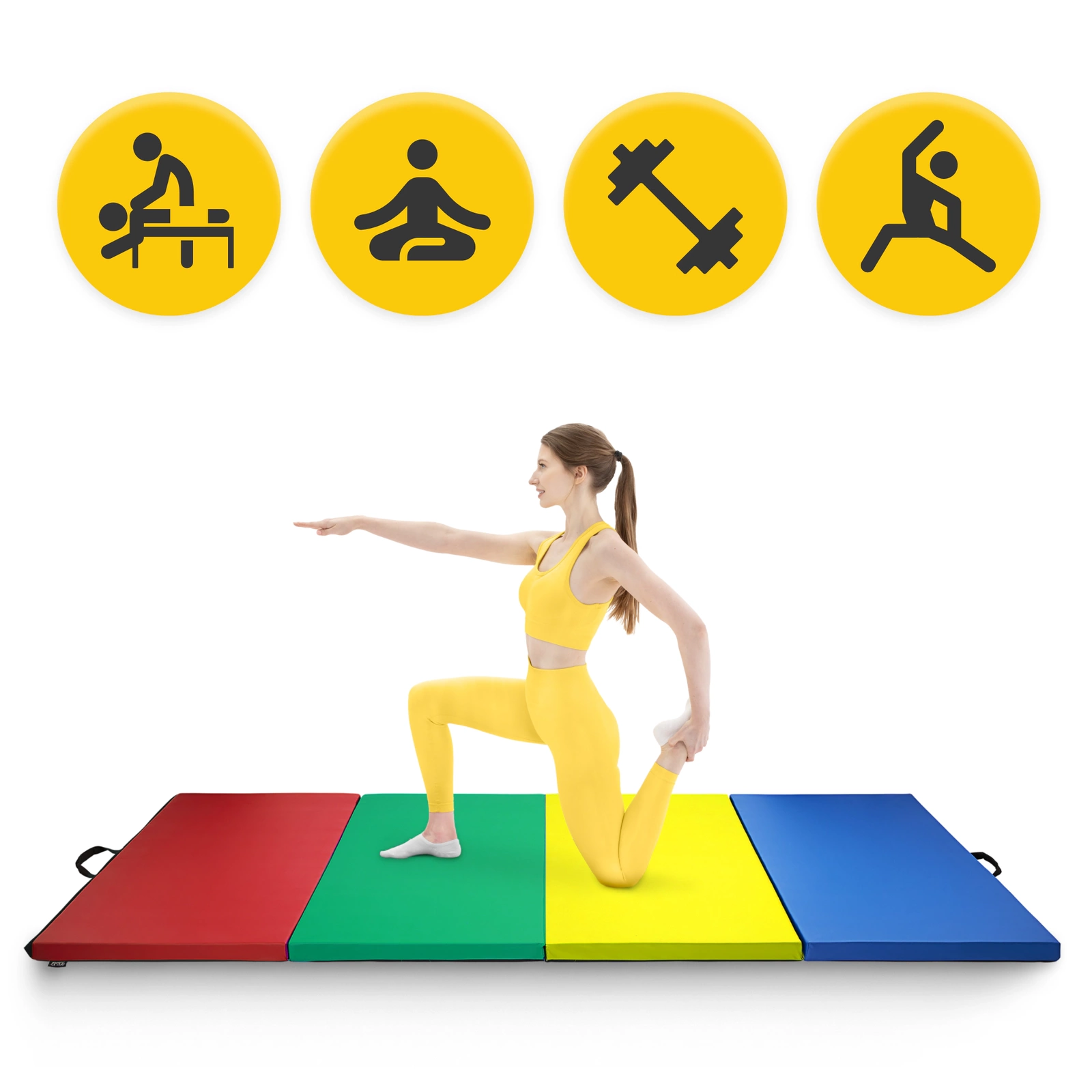 4FIZJO Folding Gymnastics Mat XL 240×120×5 cm, multicolour