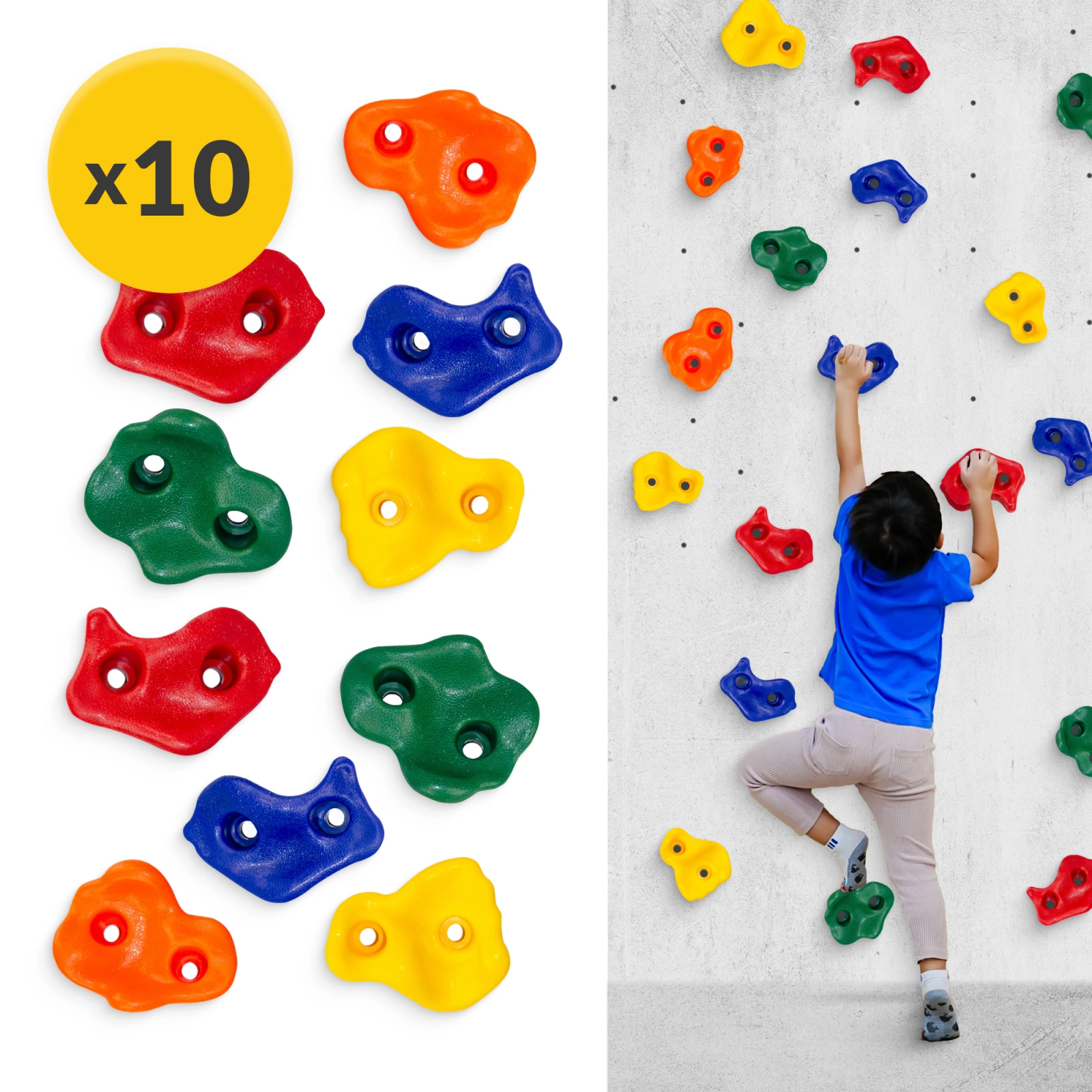 4Fizjo Kids Climbing Holds Set, 10 pcs, Multicolor