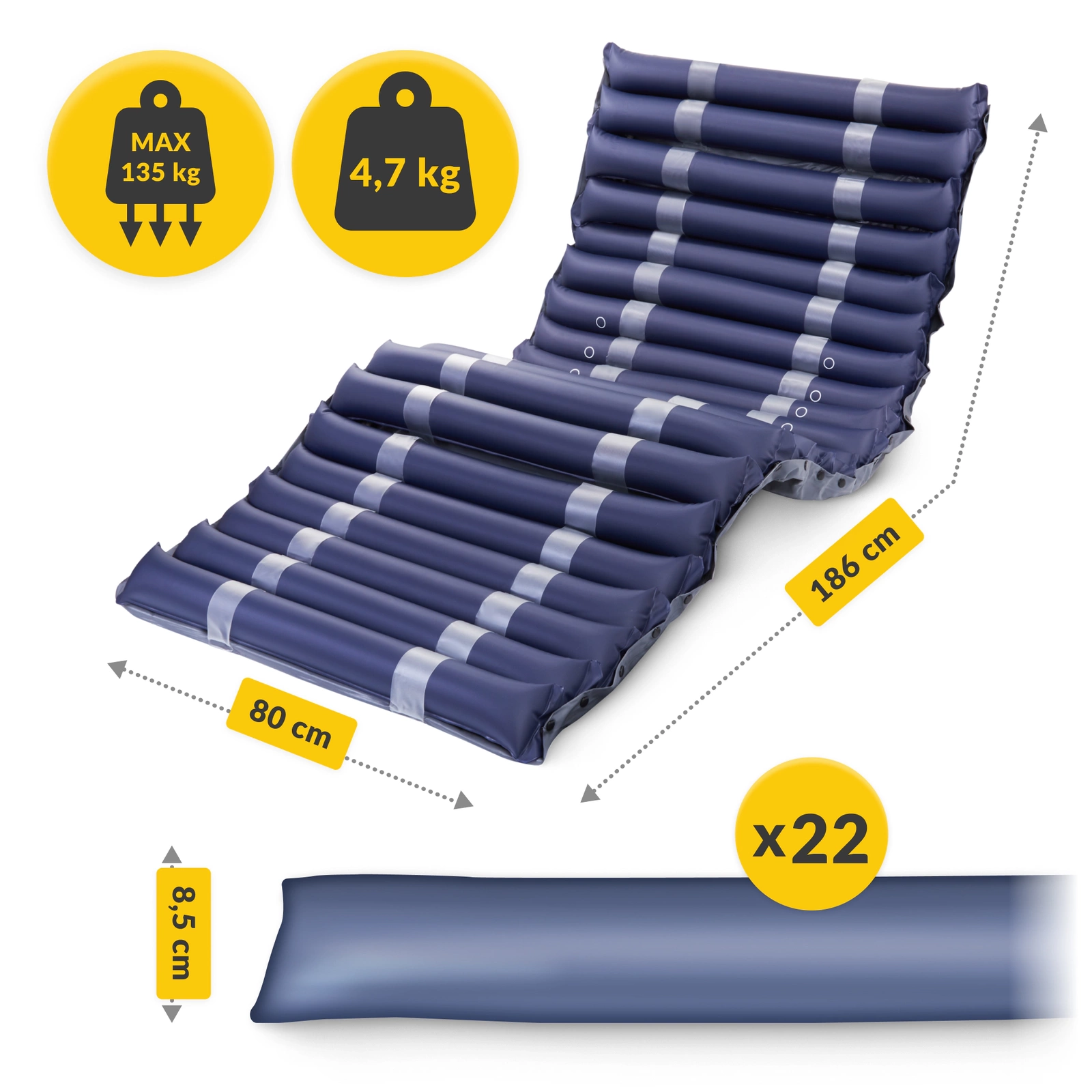 4Fizjo PRO Anti-Bedsore Mattress with Pump, 186x80 cm