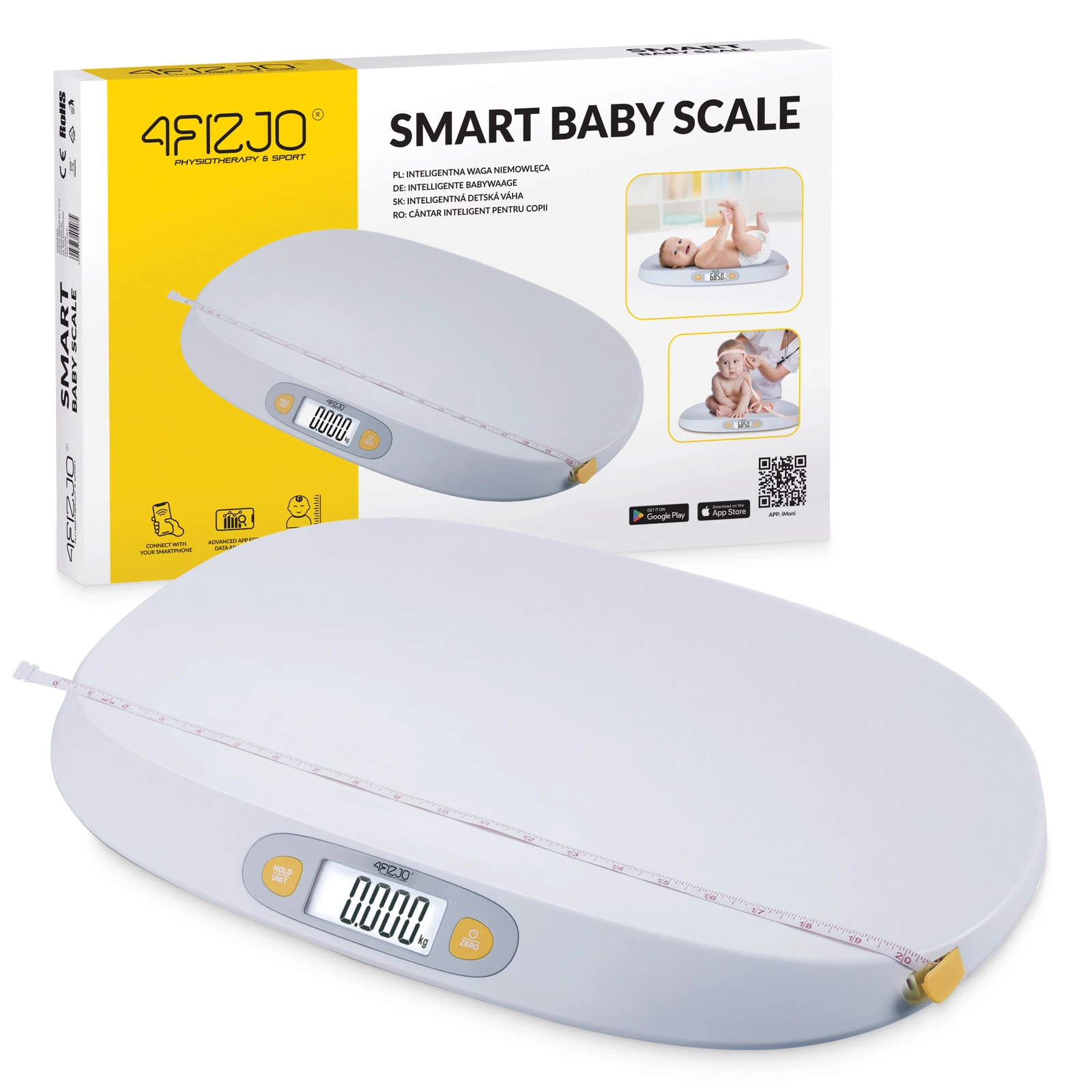 Детские электронные весы 4FIZJO BABY с мобильным приложением, белые