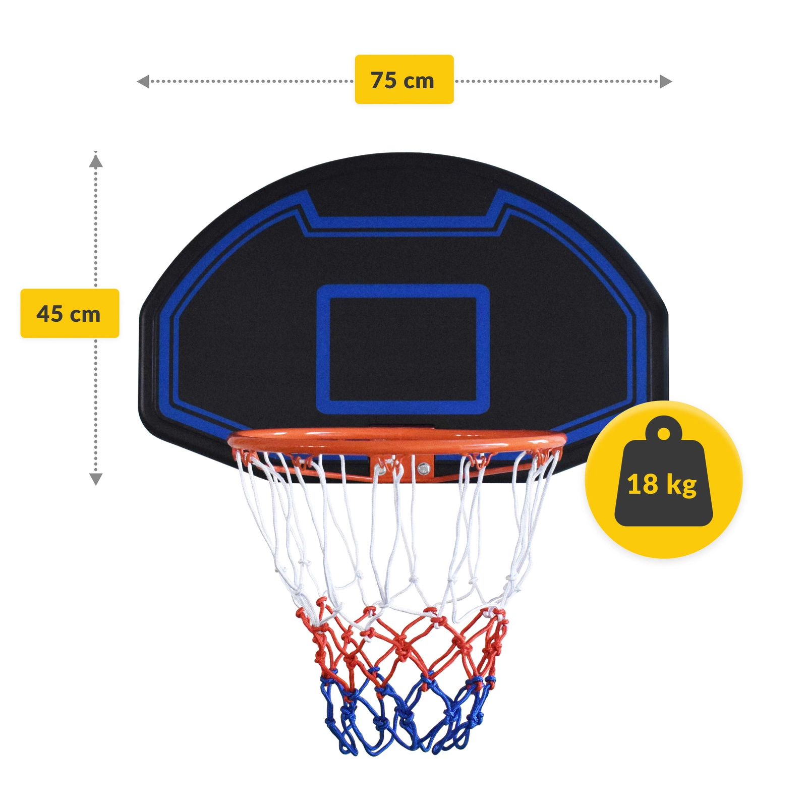 Basketbola grozs BACKYARD FALCON, pie sienas montējams, melns