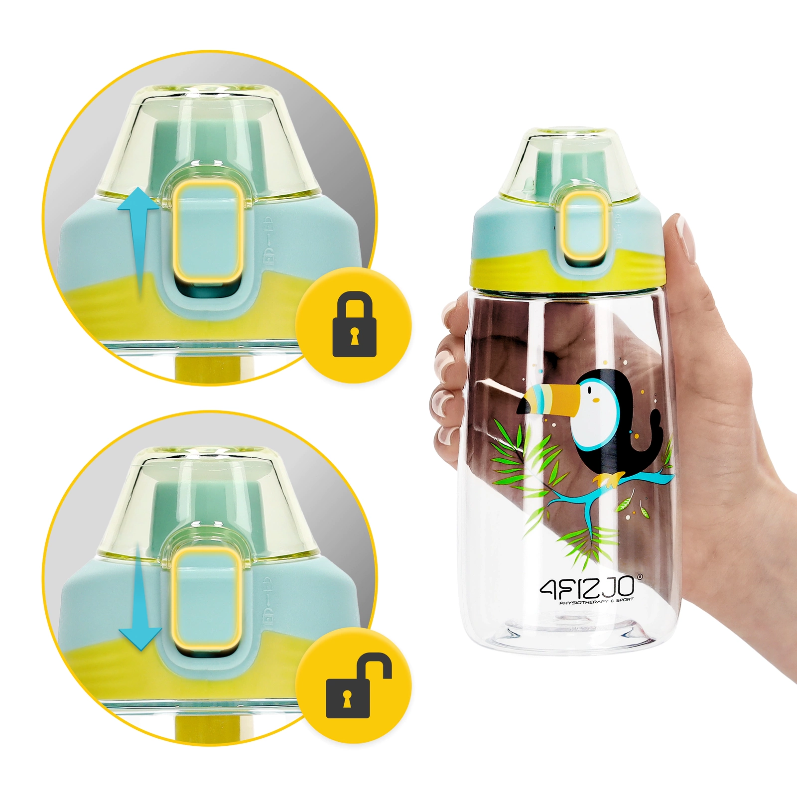 4Fizjo Tukan bērnu ūdens pudele 500 ml, daudzkrāsaina