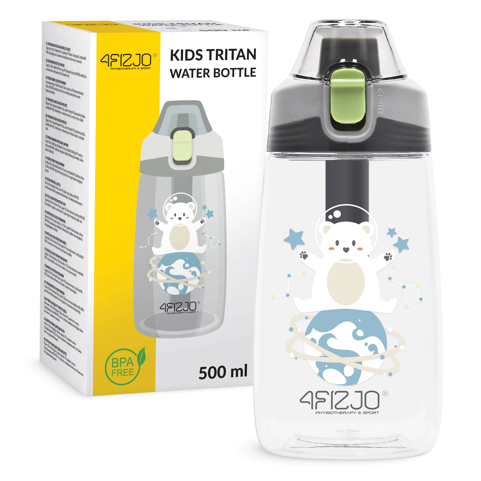 4FIZJO Kids Water Bottle Bear, 500 ml, multicolour