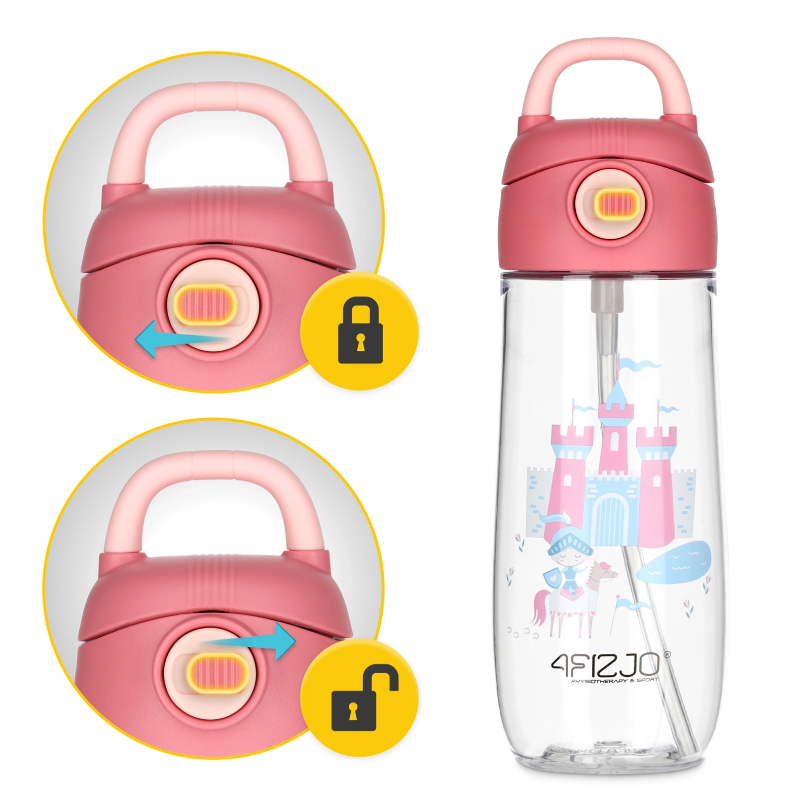 4Fizjo Kids Water Bottle Zamek, 550 ml, Multicolor