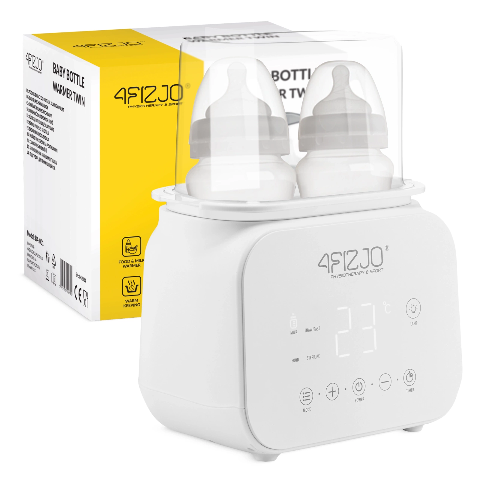 4FIZJO TWIN Double Bottle Warmer & Sterilizer for Baby Milk, white