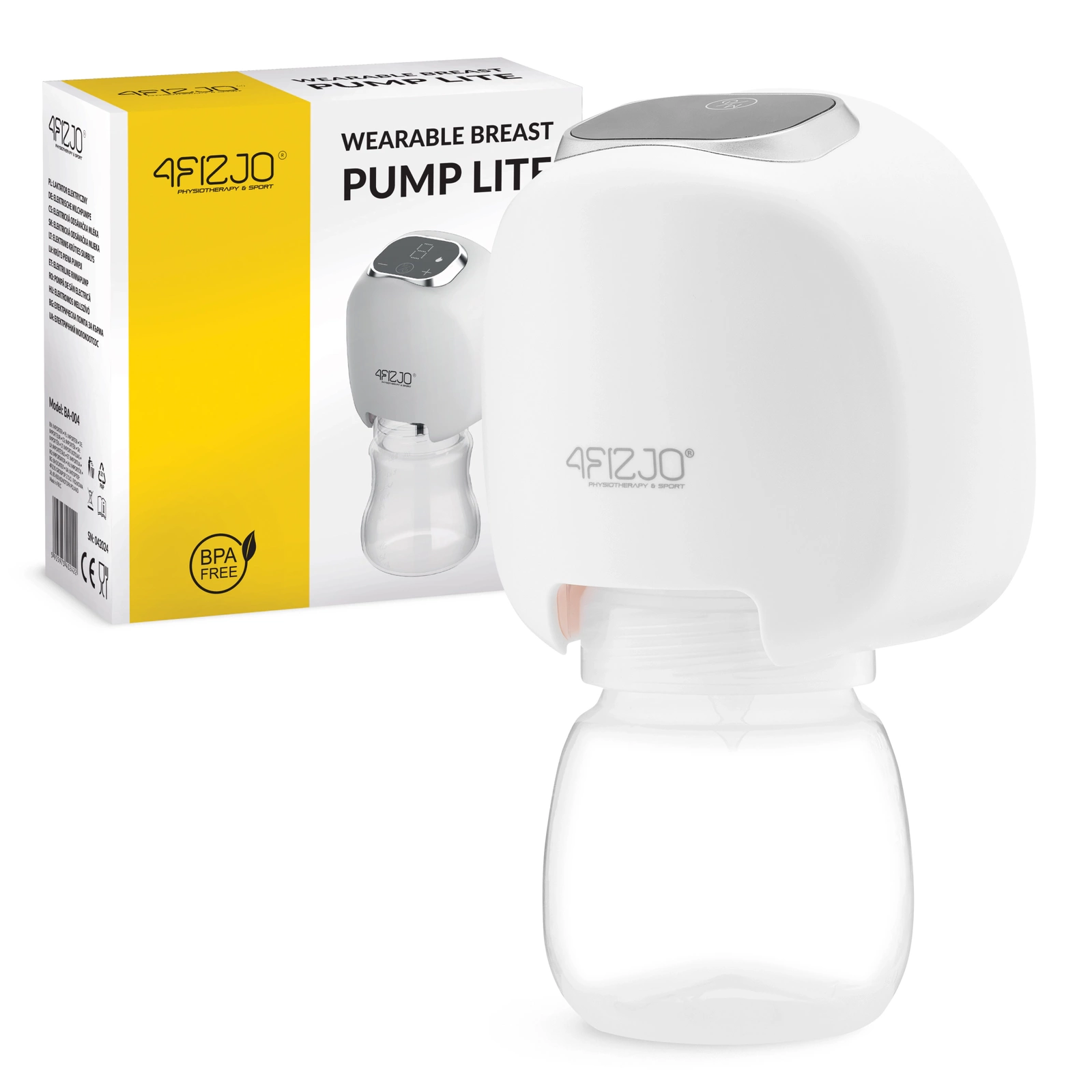 Wireless 2-phase electric breast pump 4FIZJO LITE, white-pink