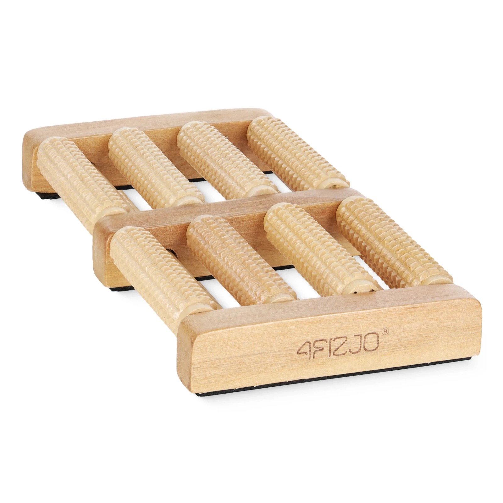 4FIZJO Wooden Double Foot Massage Roller, brown