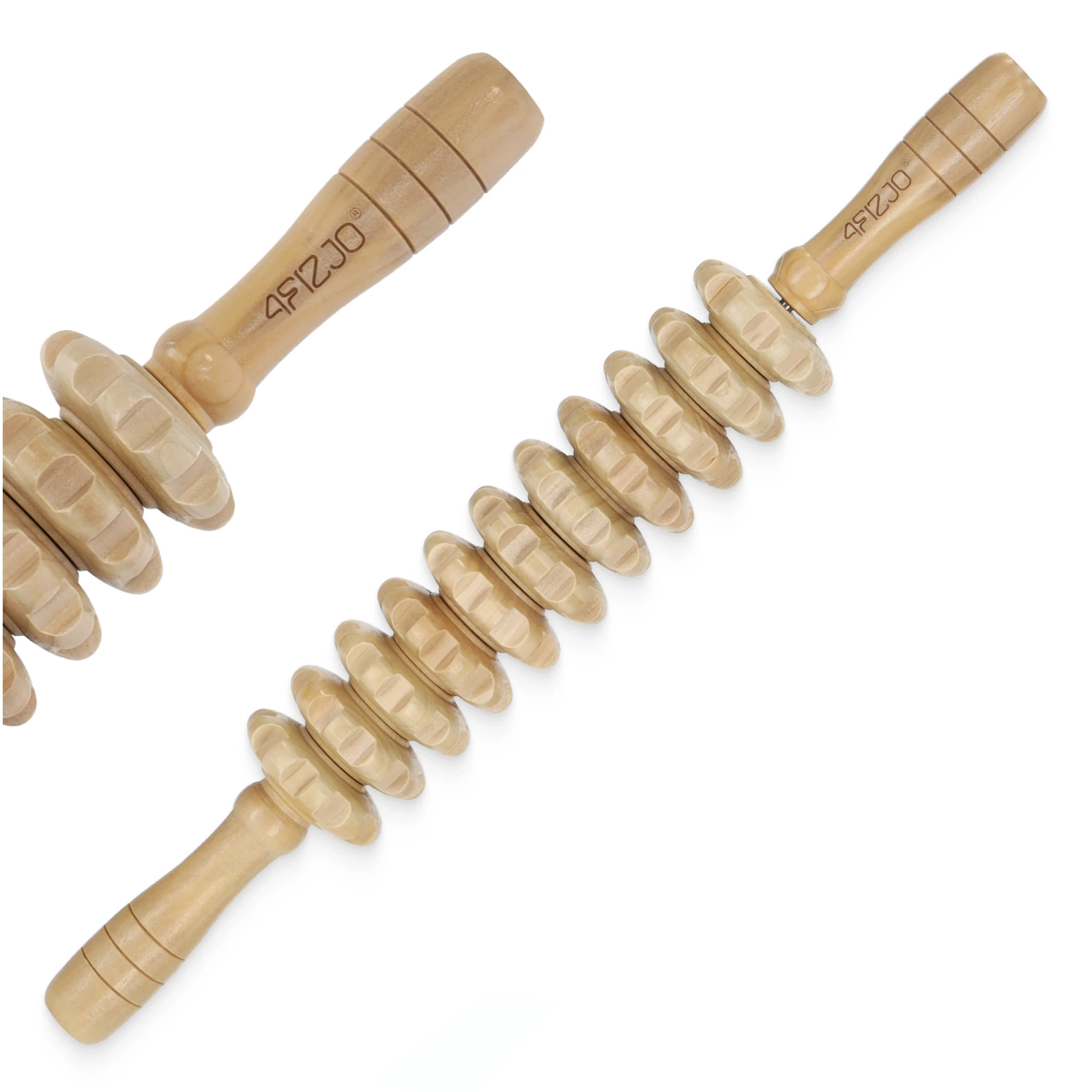 4FIZJO Wooden Massage Roller for Cellulite Relief, 42 cm, brown
