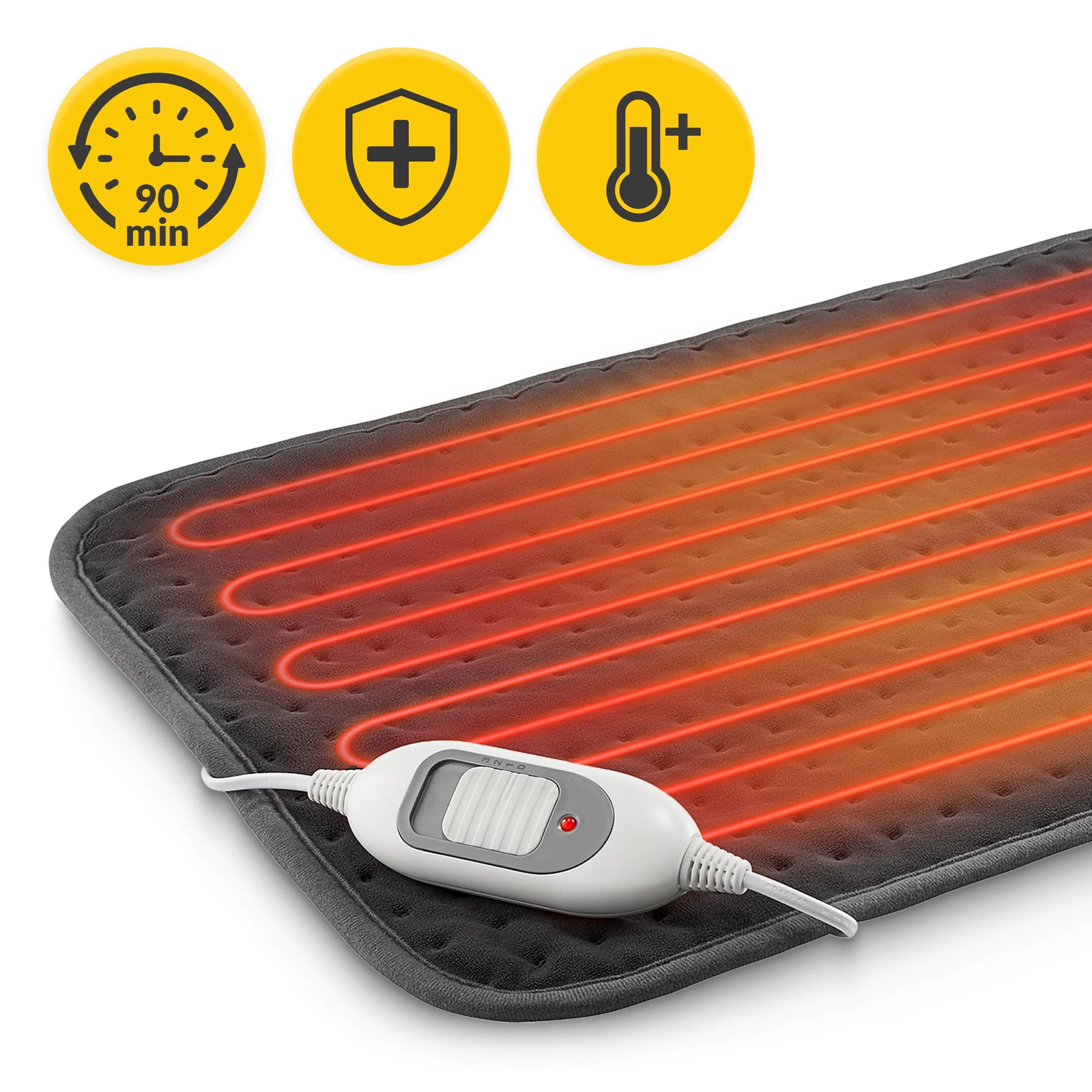 4Fizjo Electric Heating Pad 60 × 40 cm, 80W, Grey