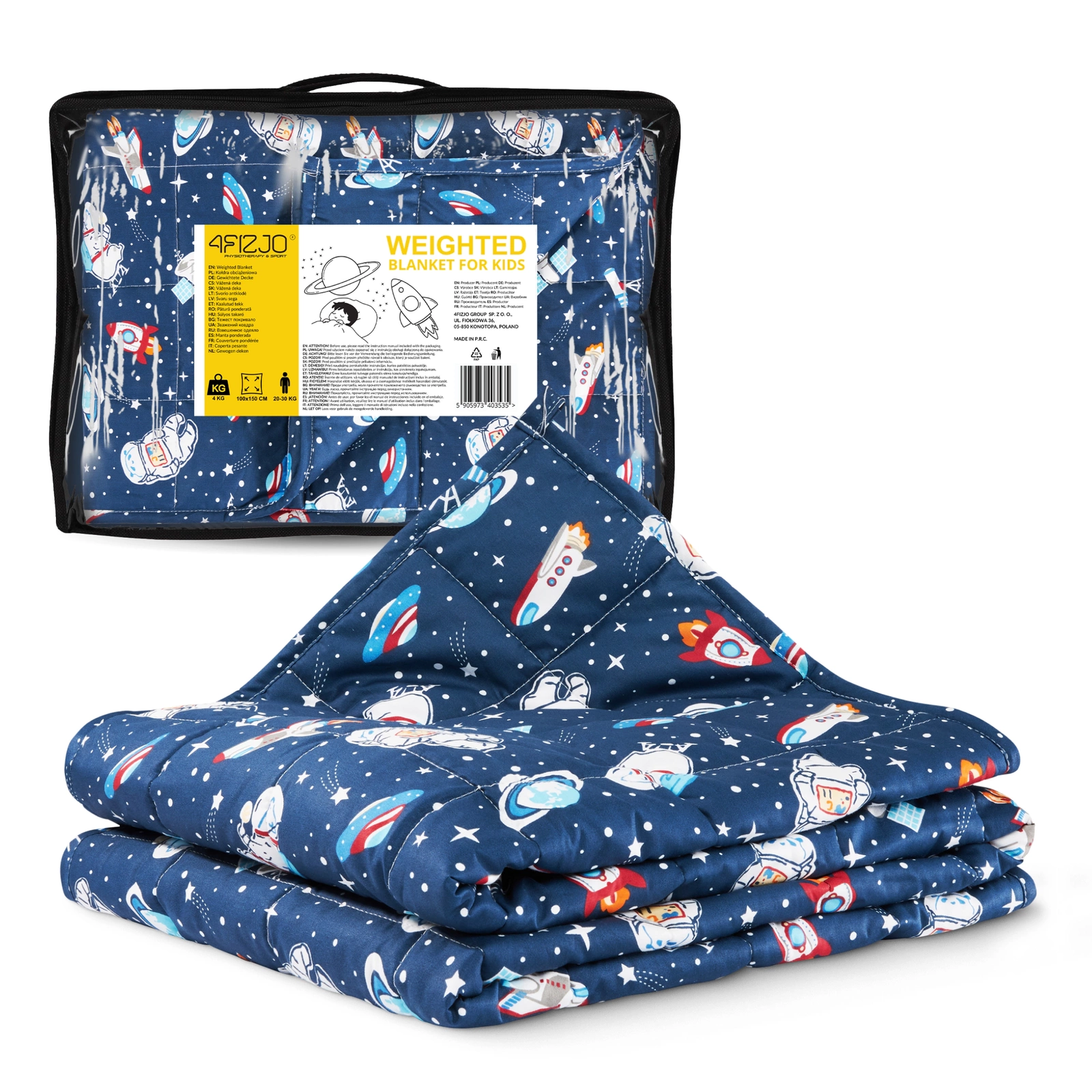 4FIZJO Children's Weighted Sensory Blanket 4 kg, Navy Blue