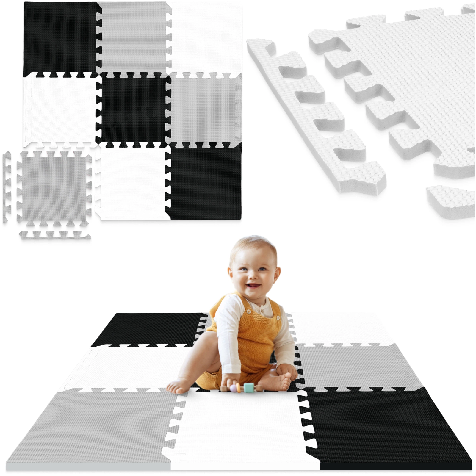 Educational Foam Puzzle Play Mat for Kids 90 x 90 cm, Grey