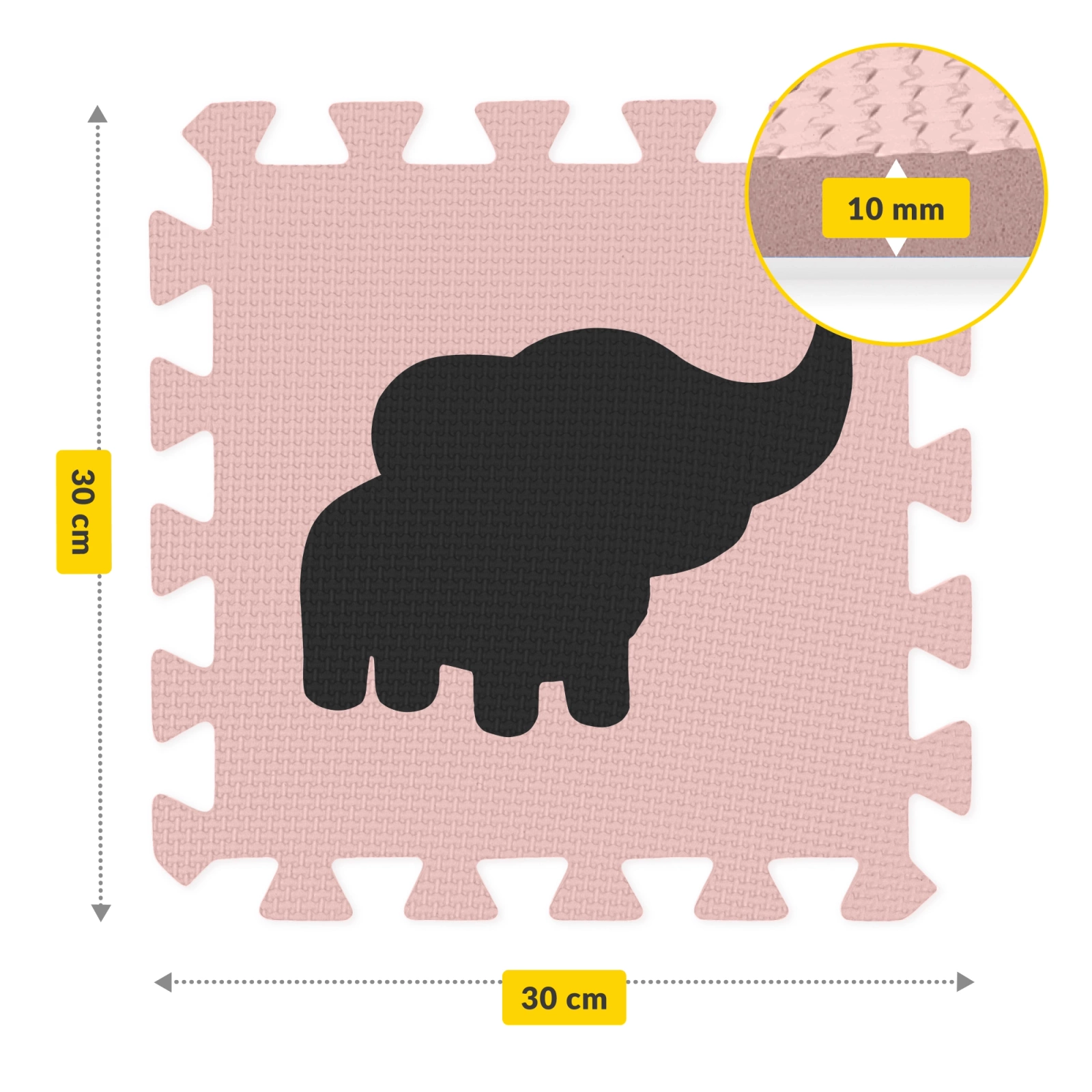 Educational Foam Puzzle Play Mat for Kids 150 x 150 cm, Pink