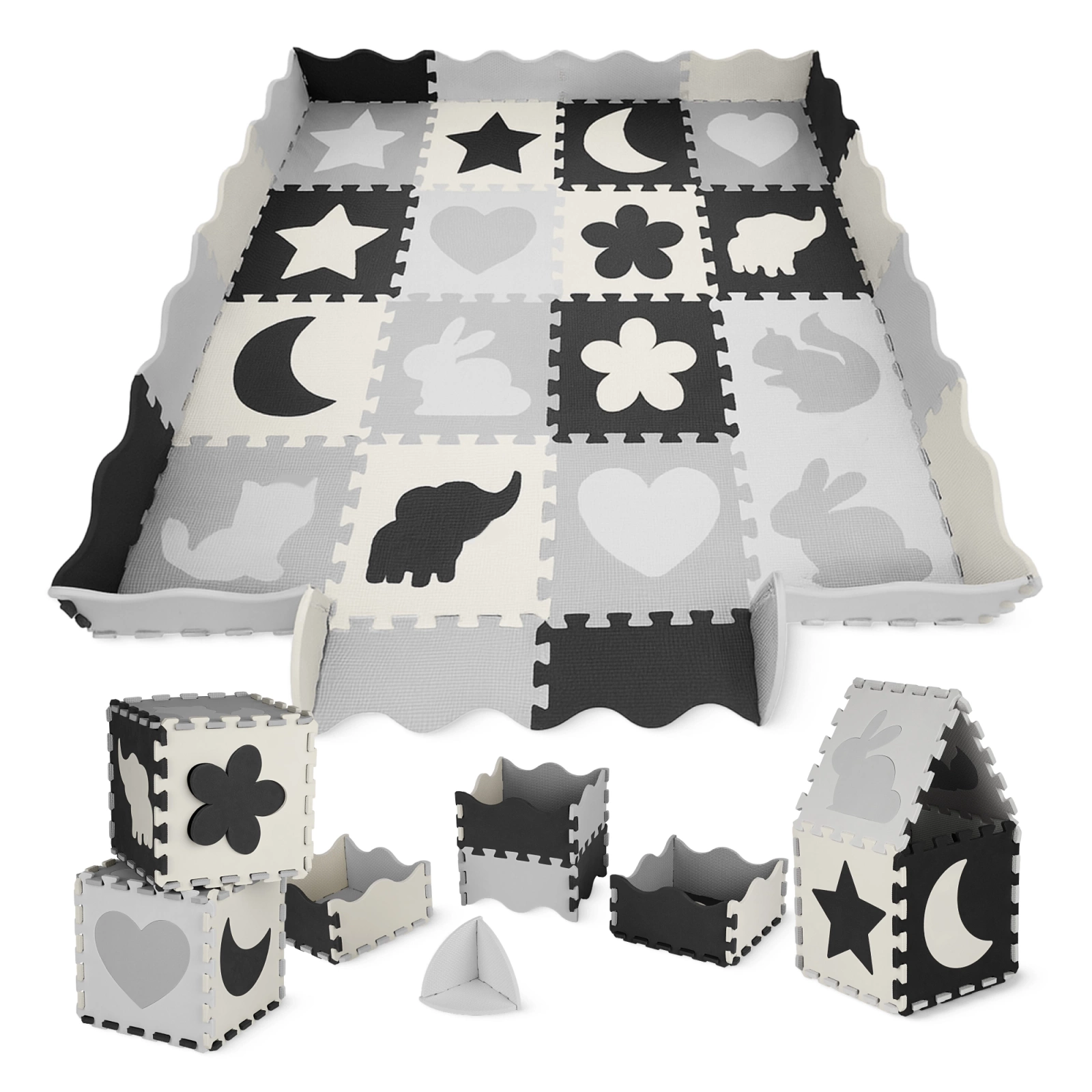Educational Foam Puzzle Play Mat for Kids 150 x 150 cm, grey