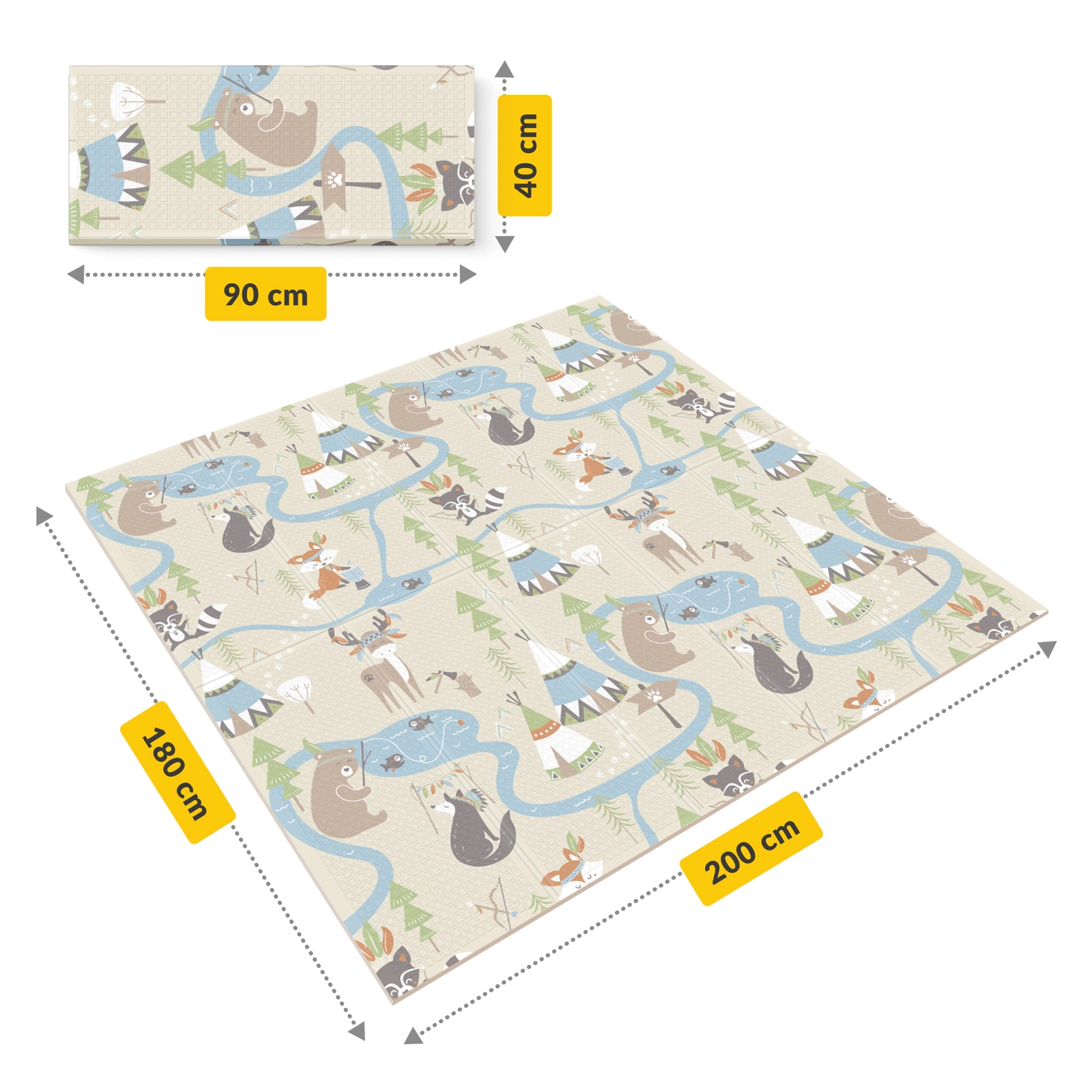 4Fizjo Boho Dream Foldable Educational Play Mat, 200 x 180 cm