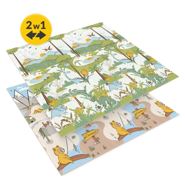 4Fizjo Jungle and Camping Double-Sided Educational Play Mat, 200x180 cm