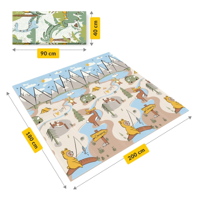 4Fizjo Jungle and Camping Double-Sided Educational Play Mat, 200x180 cm