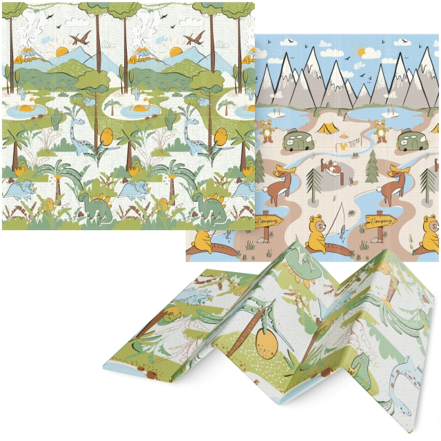 4Fizjo Jungle and Camping Double-Sided Educational Play Mat, 200x180 cm