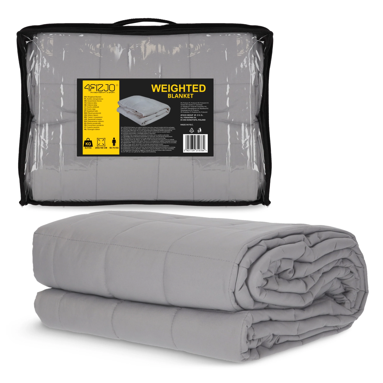 Smagā sensorā sega 4FIZJO 6,8 kg, 150x200 cm, pelēka