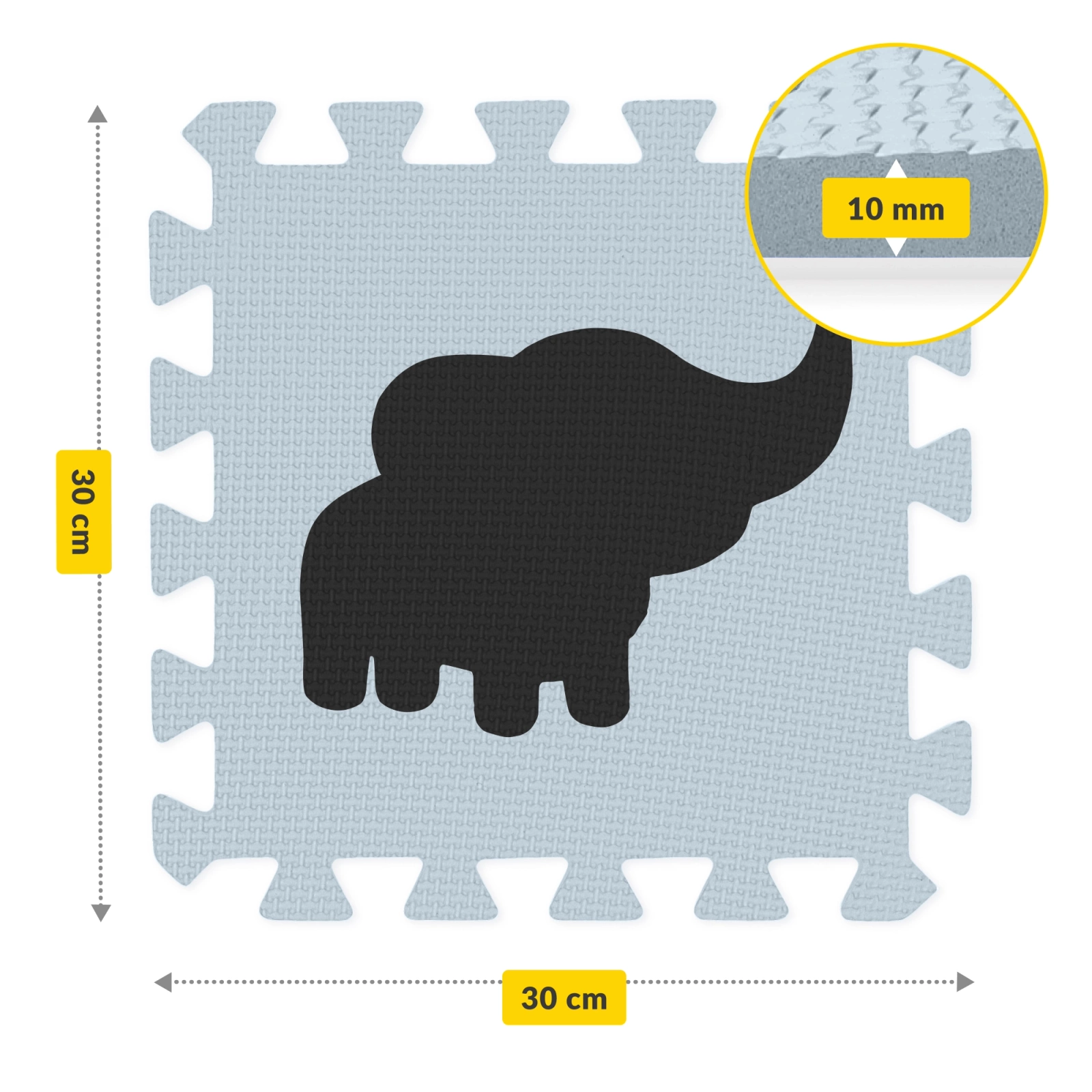 4Fizjo Foam Puzzle Play Mat 150x150 cm, Blue/Grey