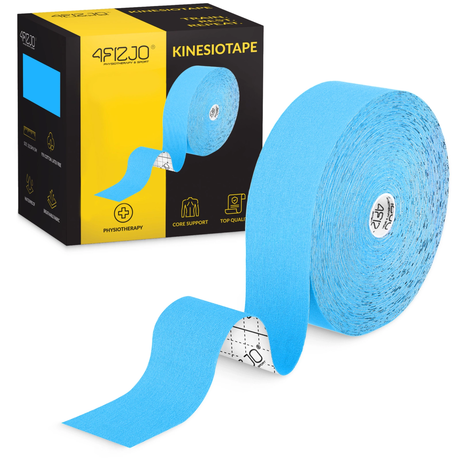 Waterproof Kinesiology Tape 4FIZJO 5 cm x 31 m, Blue