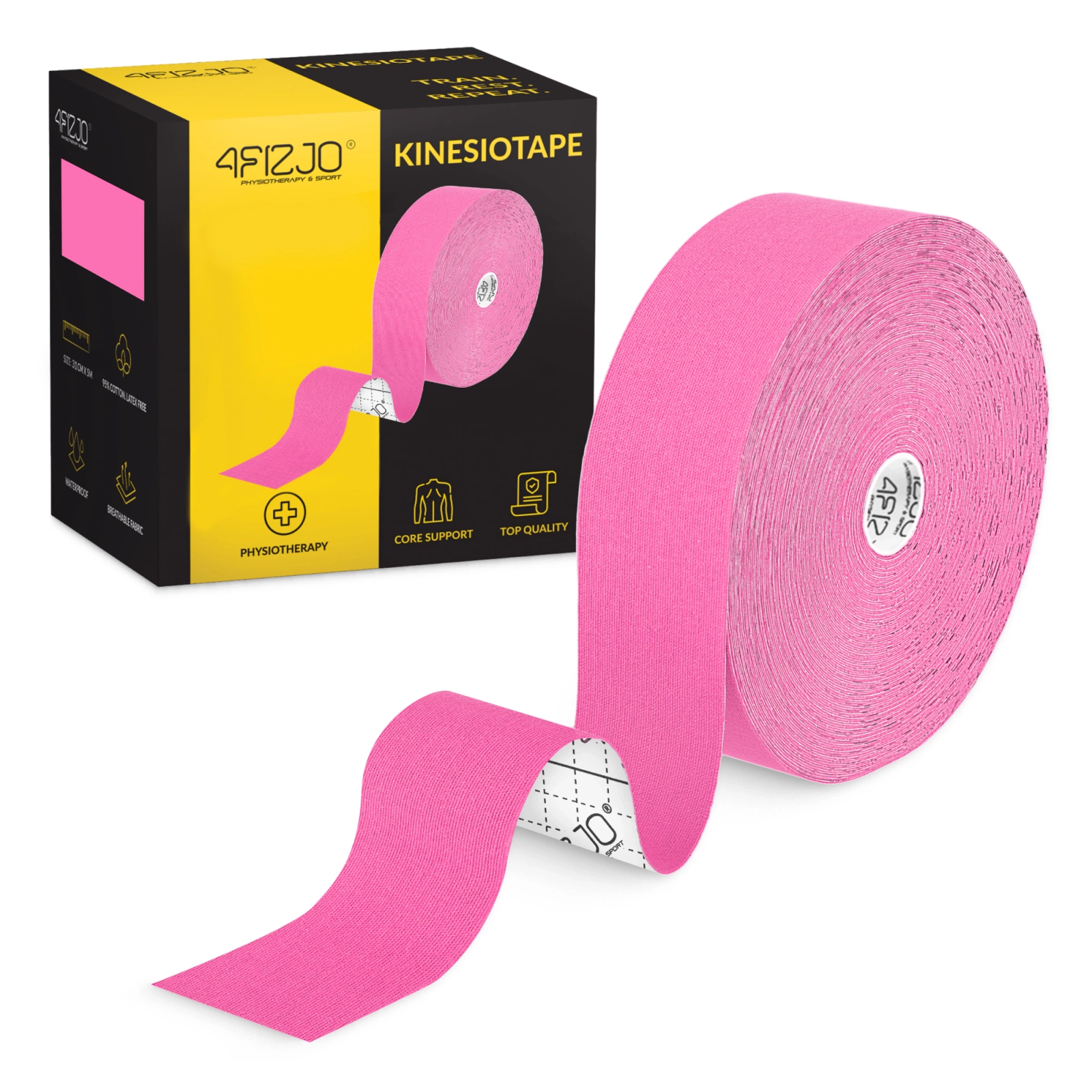 Waterproof Kinesiology Tape 4FIZJO 5 cm x 31 m, Pink
