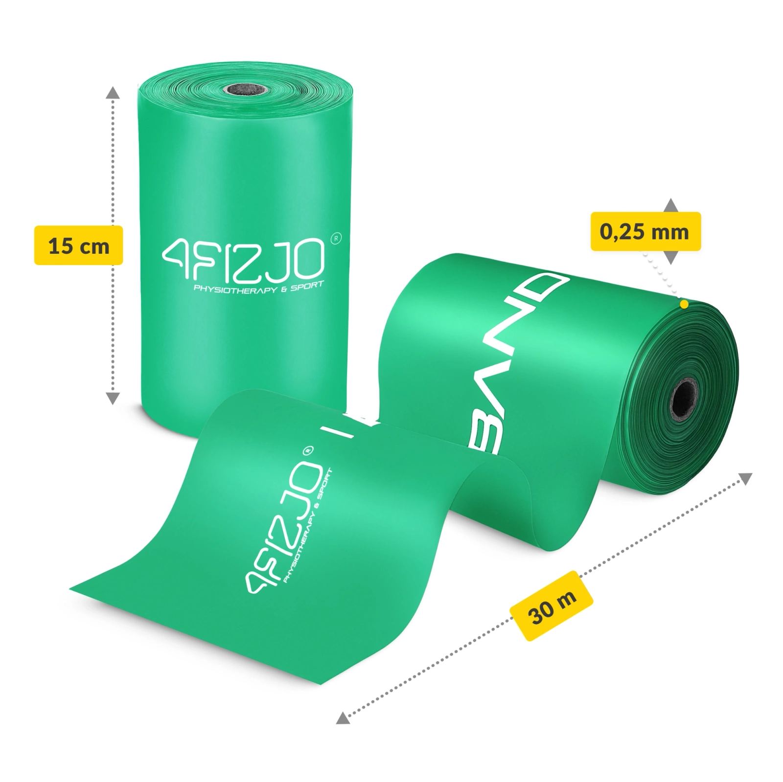 4Fizjo FLAT BAND Rehabilitation Resistance Band 5-8 kg, 30 m, Green
