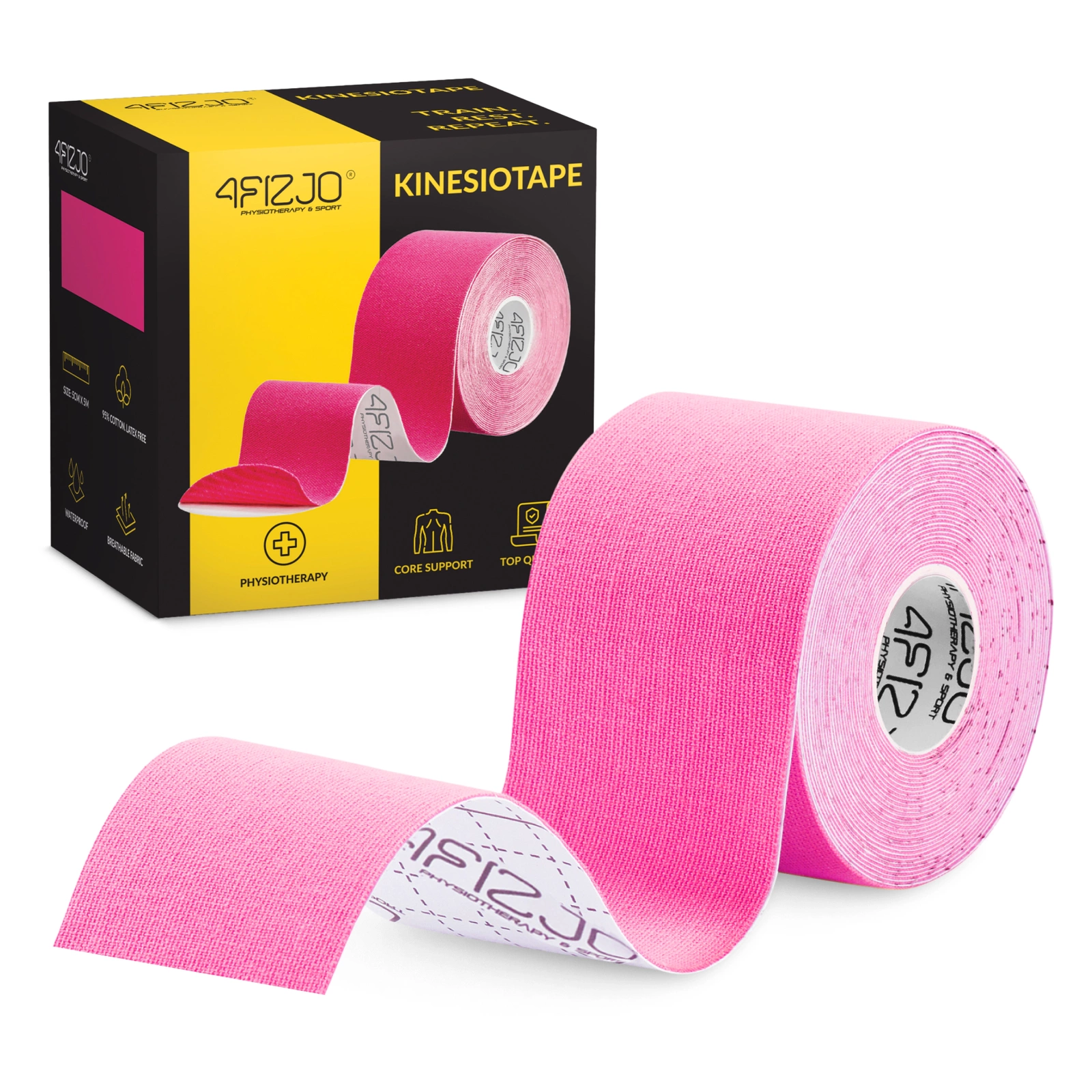 4FIZJO Kinesiology Tape 5 cm x 5 m, Waterproof, Pink