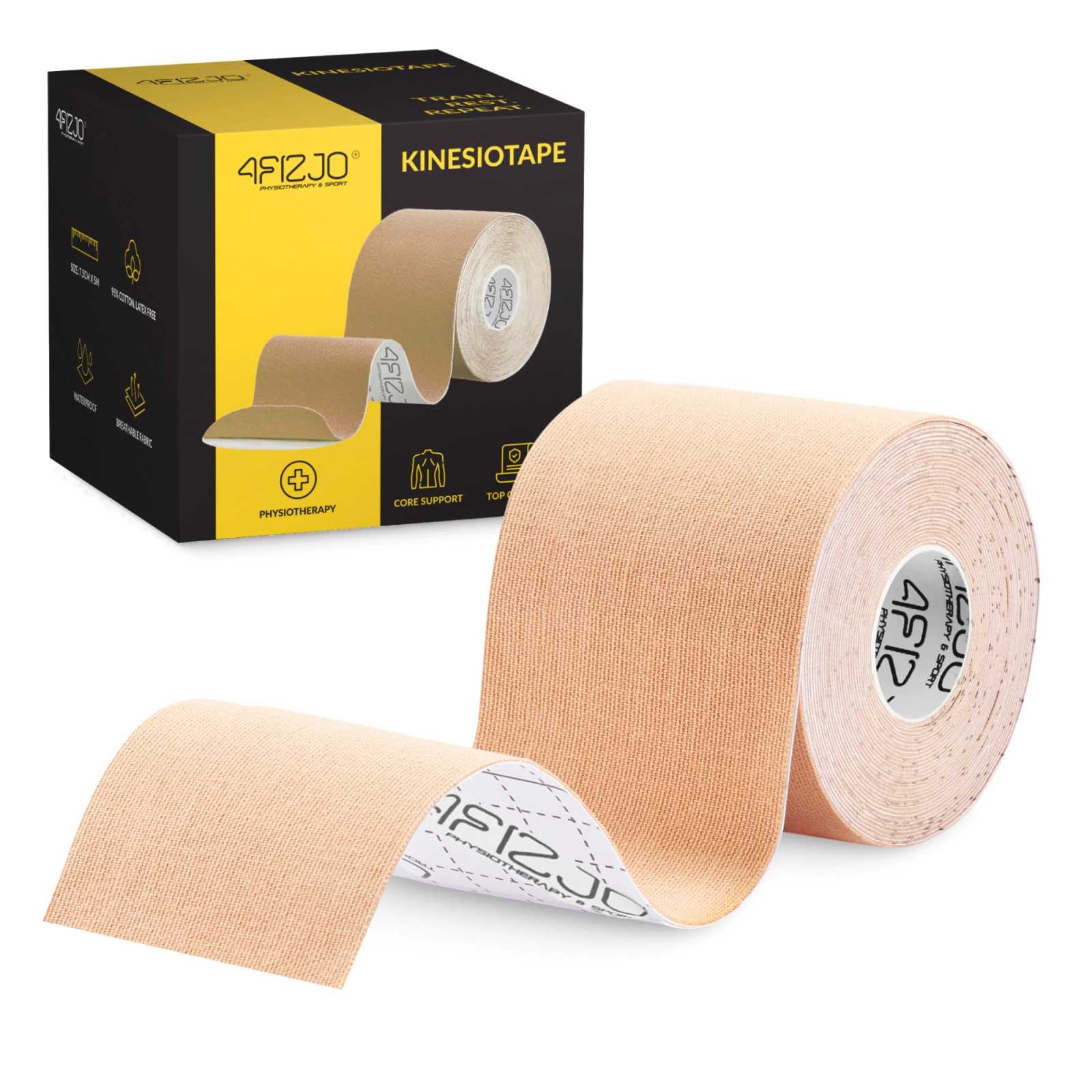 Waterproof Kinesiology Tape 4FIZJO 7.5 cm x 5 m, Beige