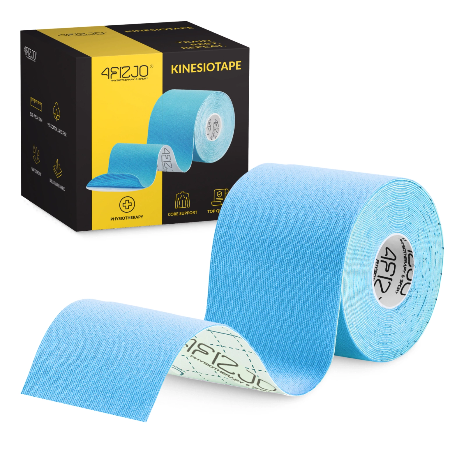 4FIZJO Kinesiology Tape for Sports & Physio 7.5 cm x 5 m, Light Blue