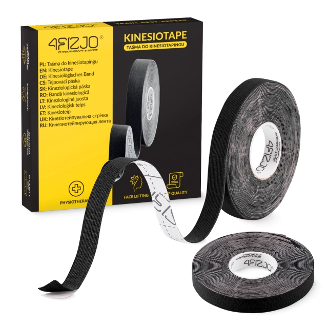 4Fizjo Kinesiology Tape for Face 5 m x 1 cm, Black