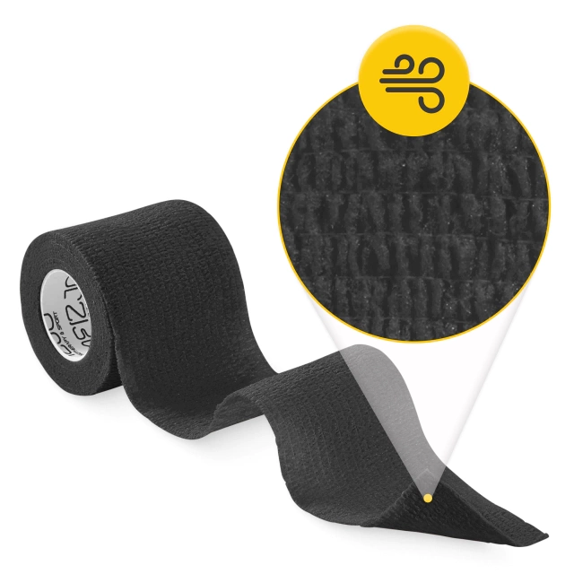 4Fizjo Self-Adhesive Cohesive Bandage 4.5m x 5cm, Black