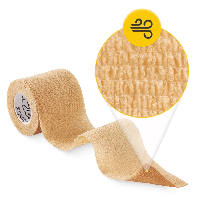 4Fizjo Self-Adhesive Cohesive Bandage 4.5 m x 5 cm, Beige