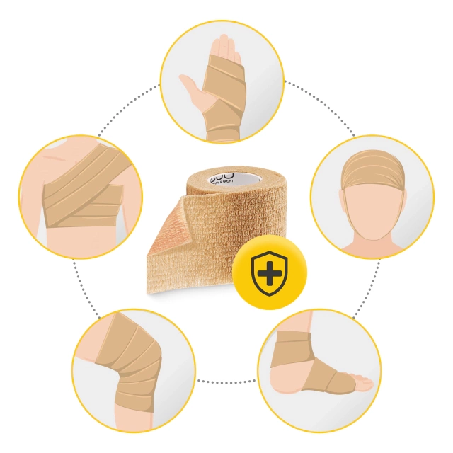 4Fizjo Self-Adhesive Cohesive Bandage 4.5 m x 5 cm, Beige