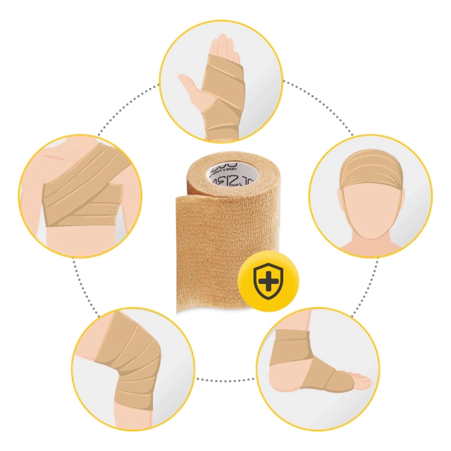 4Fizjo Self-Adhesive Cohesive Bandage 4.5 m × 10 cm, Beige