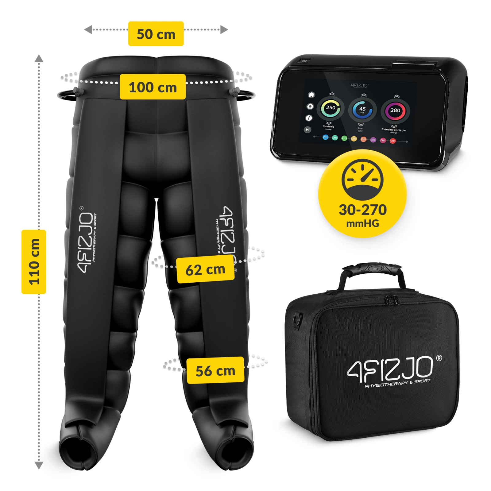 4Fizjo EVO C8 Lymphatic Drainage Machine with 8-Chamber Pants, Universal Size