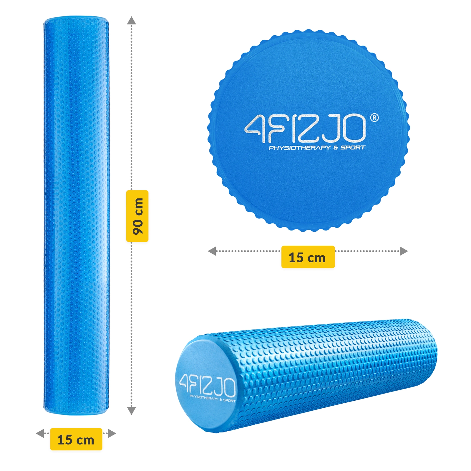 4Fizjo CARE+ Massage Roller with Nubs 90 cm, Blue