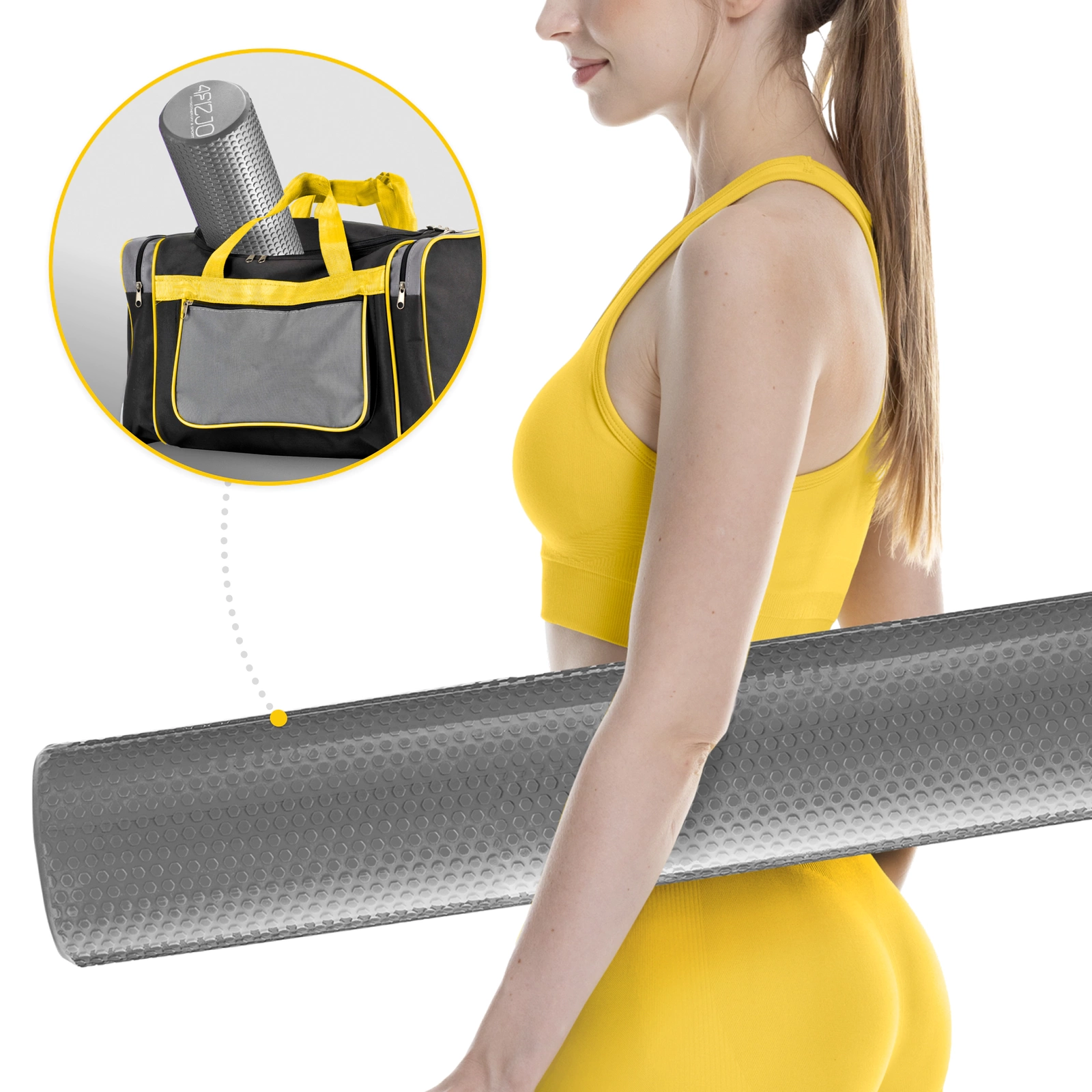 4Fizjo Textured Massage Roller CARE+ 90 cm, Grey