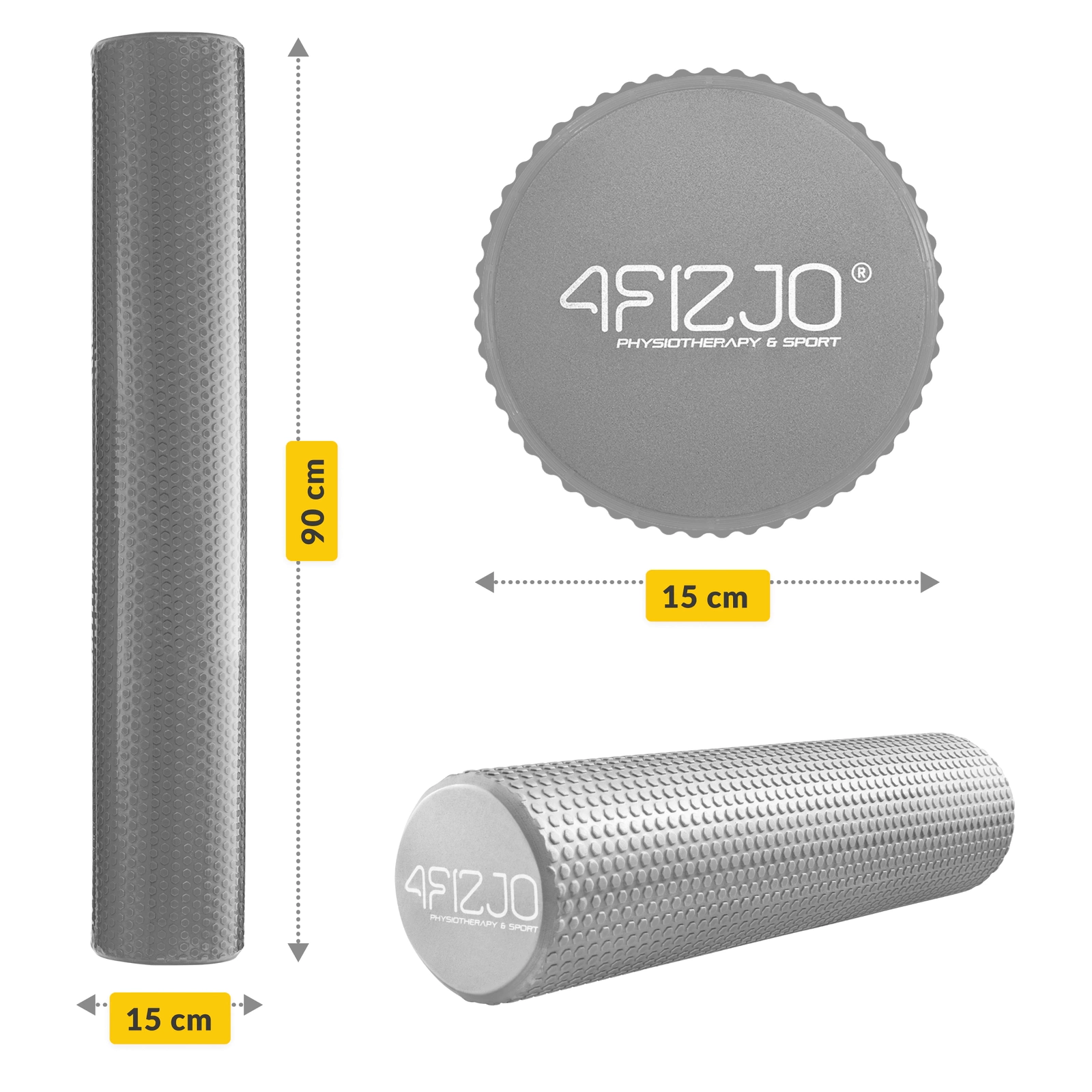 4Fizjo Textured Massage Roller CARE+ 90 cm, Grey