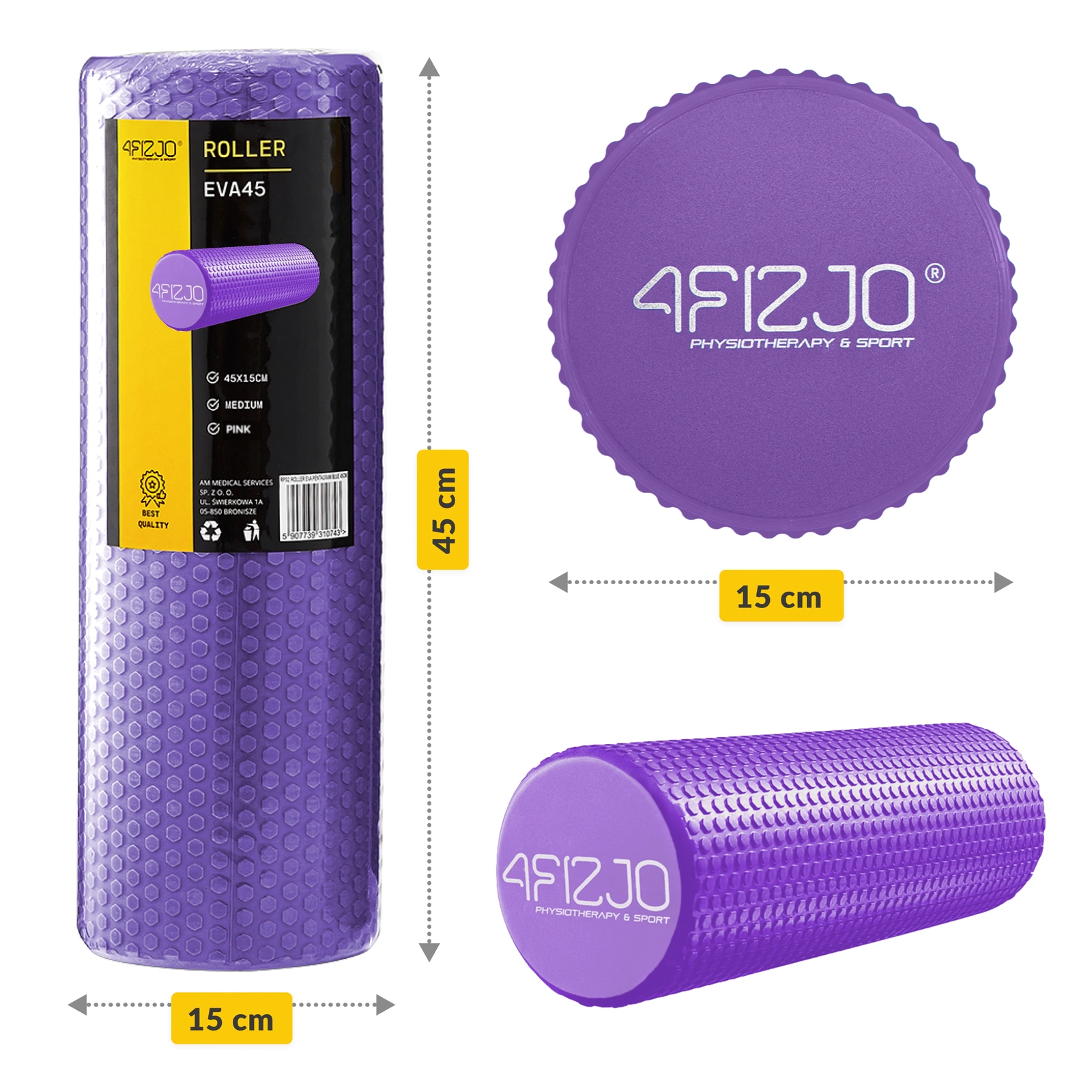 Trigger Point Massage Roller with Nubs CARE+ 45 cm, purple