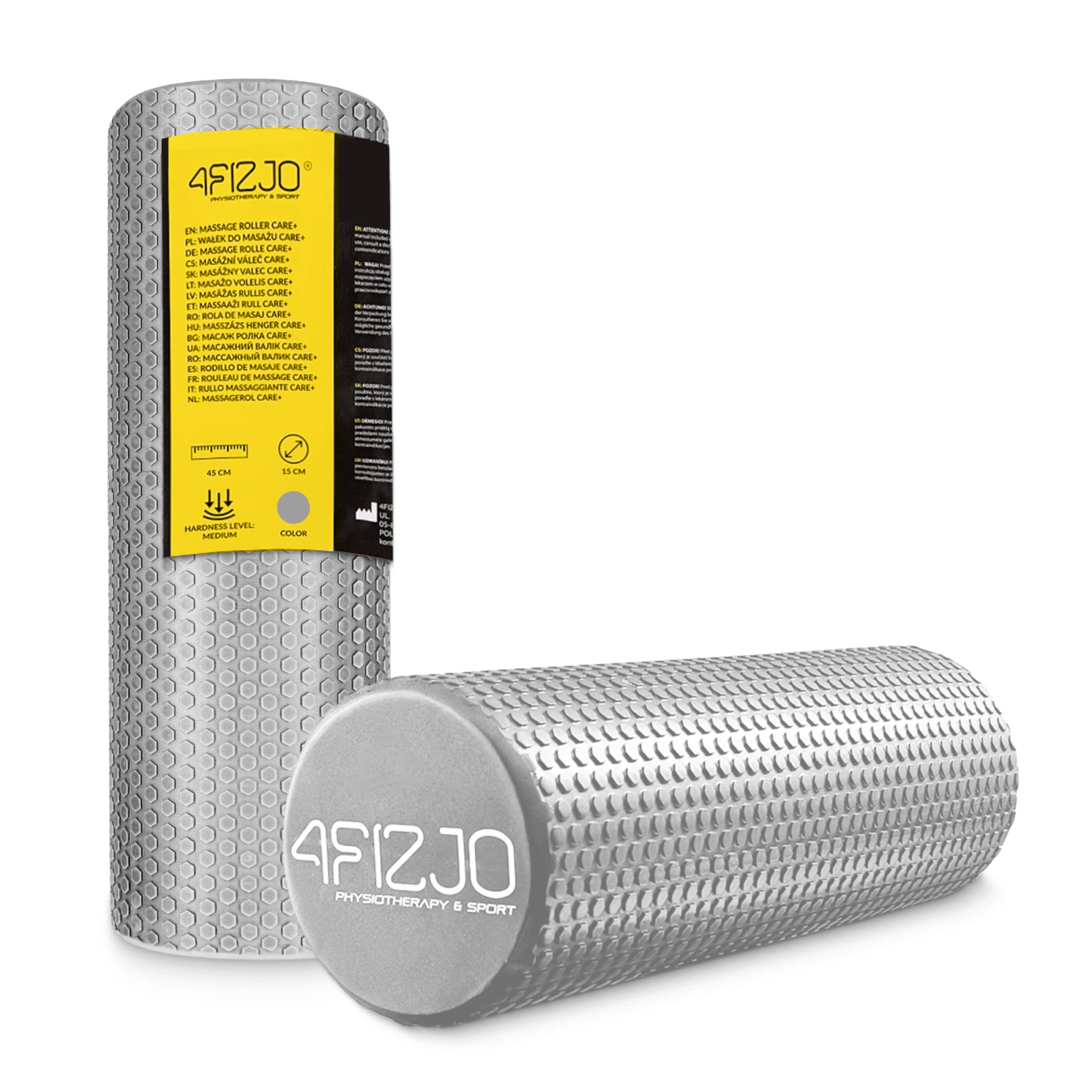 Textured Massage Roller with Nubs CARE+ 45 cm, grey