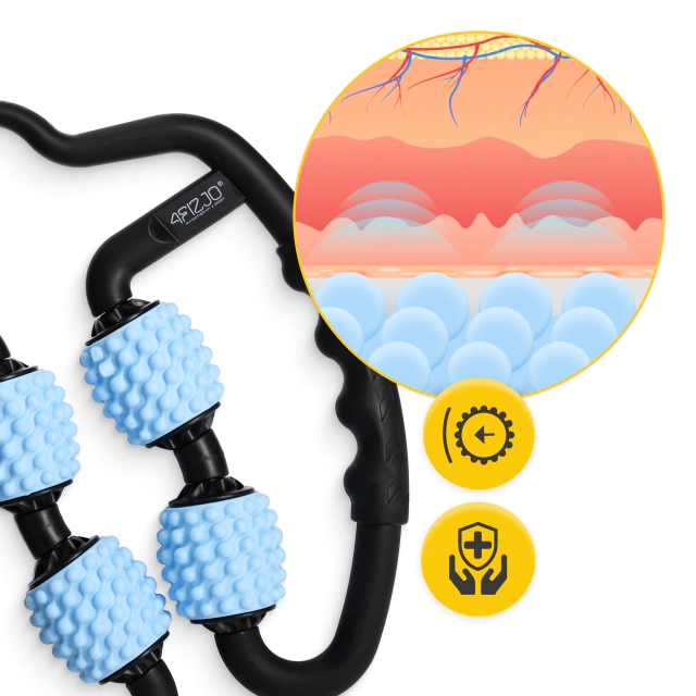 4Fizjo Spiked Massage Roller, Black/Blue