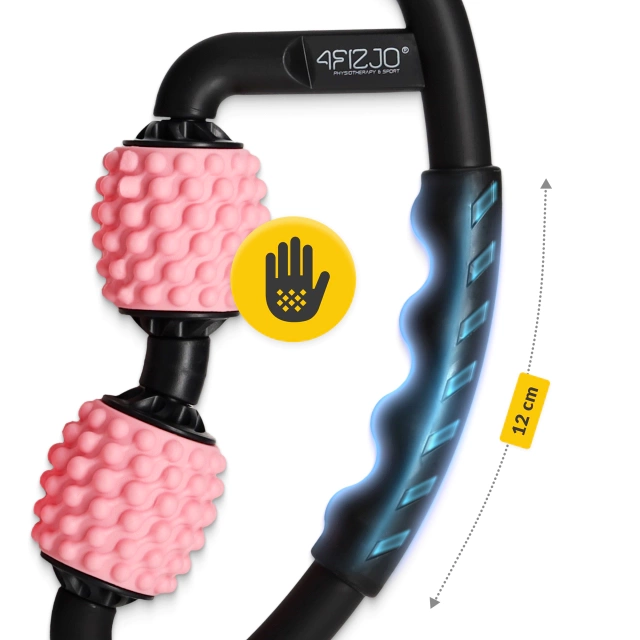 4Fizjo 1487 Manual Spiked Body Massage Roller, Black/Pink