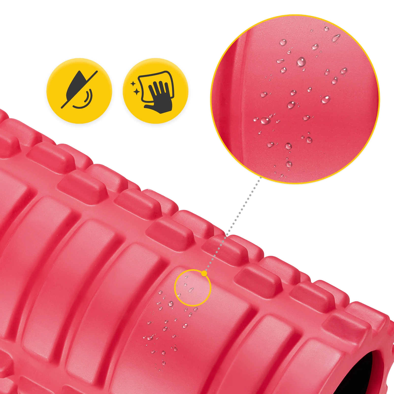 4Fizjo EVA Massage Roller with Spikes, 33 cm, Pink