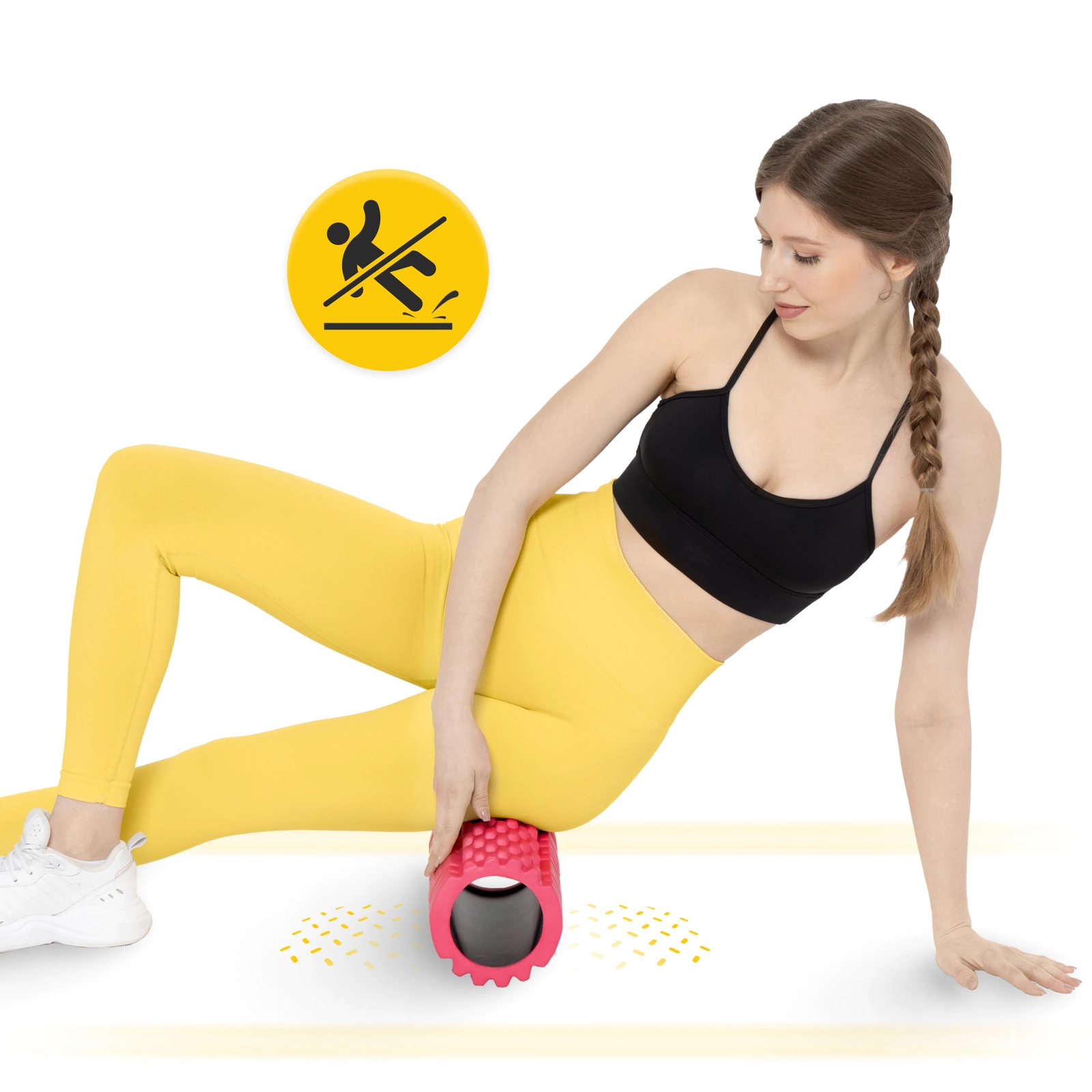 4Fizjo EVA Massage Roller with Spikes, 33 cm, Pink